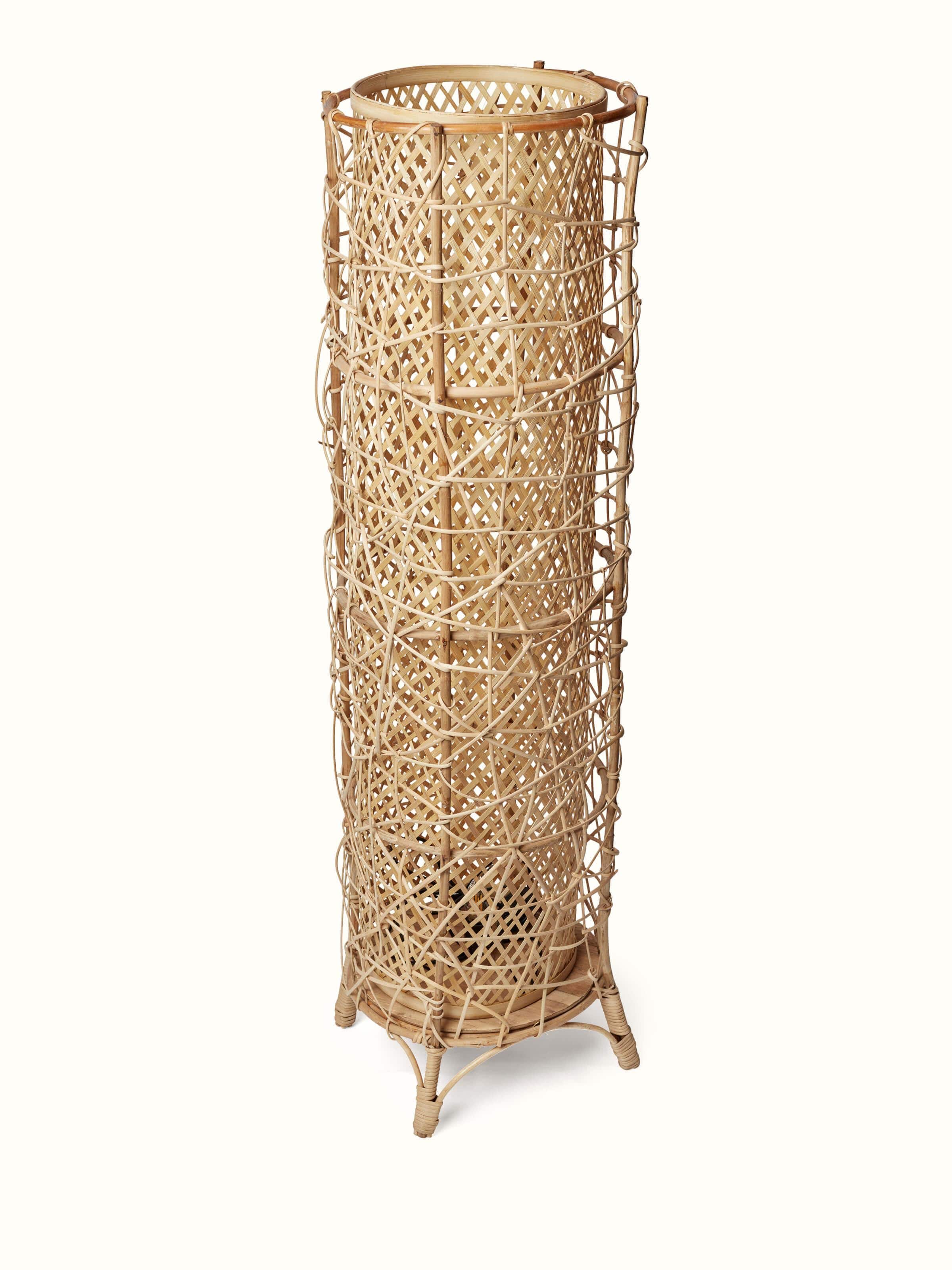 Side view of Bamboo LED floor lamp (4 feet) showcasing its slender profile and bamboo construction