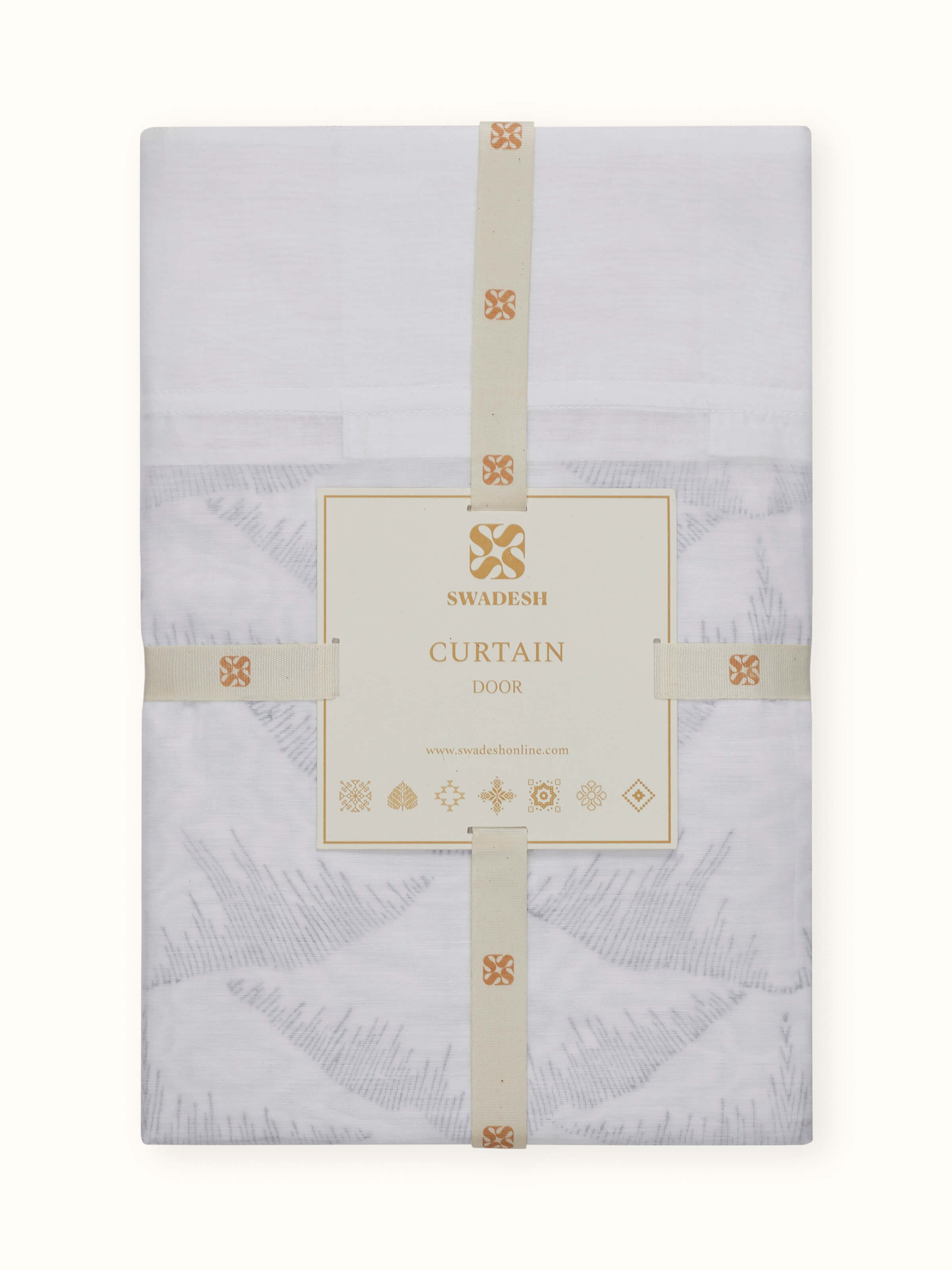 Parvat Indigo Ombre Cotton Silk Sanganeri Hand Block Printed Curtain (7 Ft)