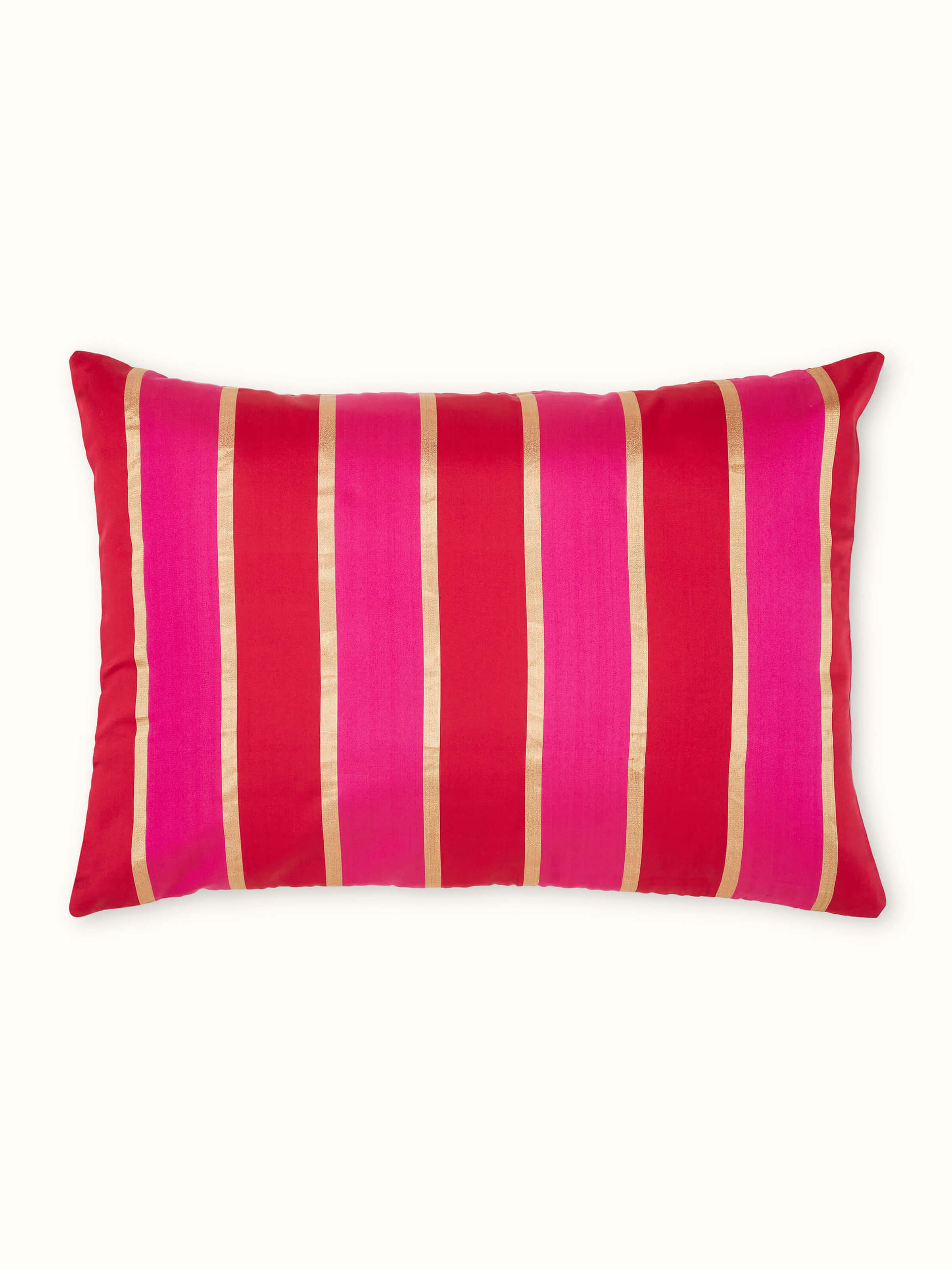 Aarcha Rani Stripe Banarasi Silk Handloom Lumbar Cushion Cover