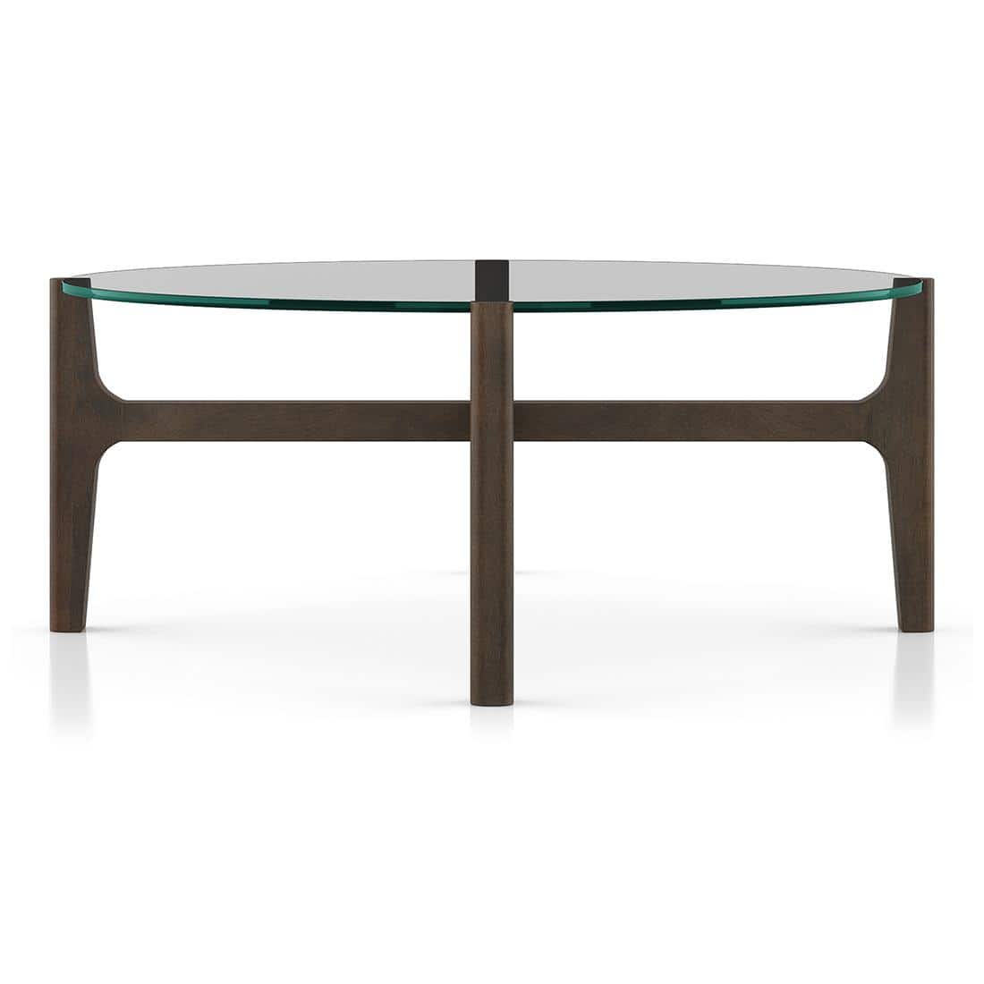 Cayman Glasstop Coffee Table without Storage in Danish Walnut Finish