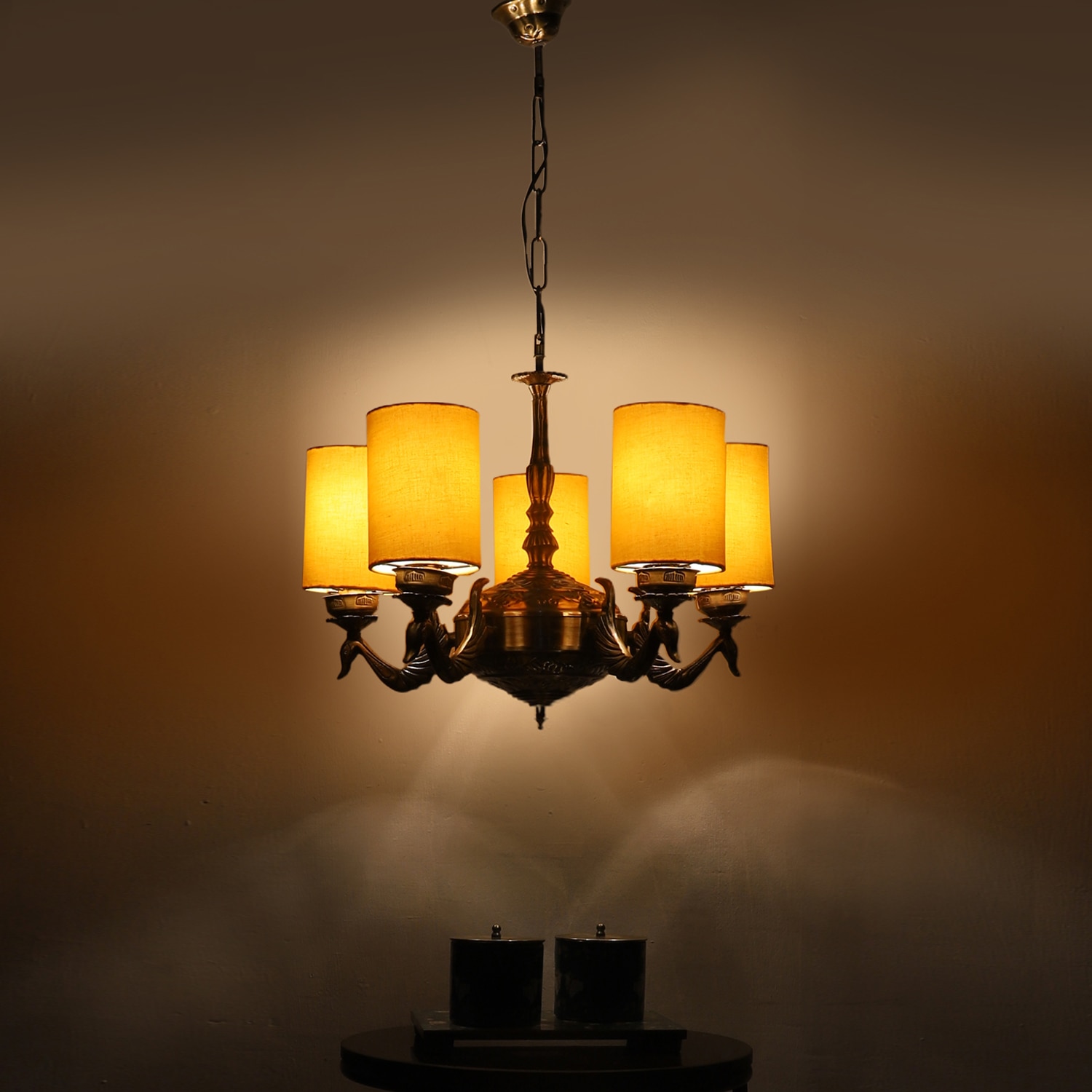 Devansh Dual Gold  Antique Wall Mounted Lamp With Black  Cotton Shade
