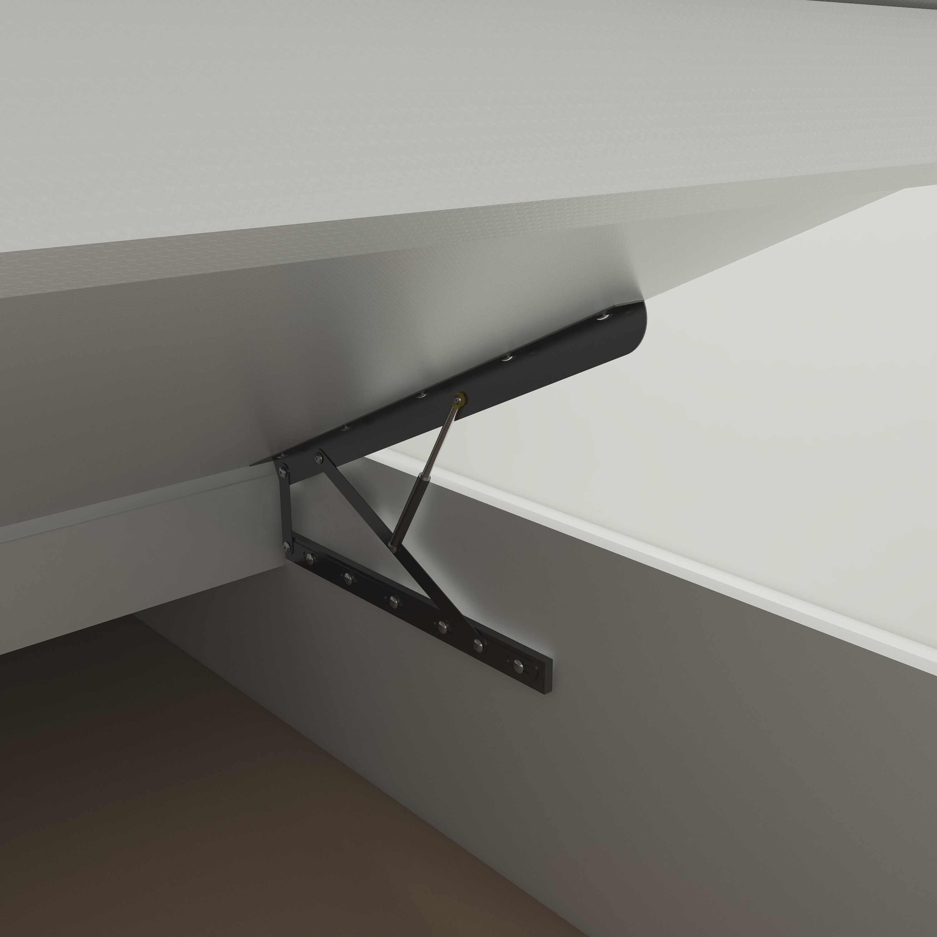 Prajna Bed With Premium Leatherette Fabric Box and Half Hydraulic Storage - Queen Bed