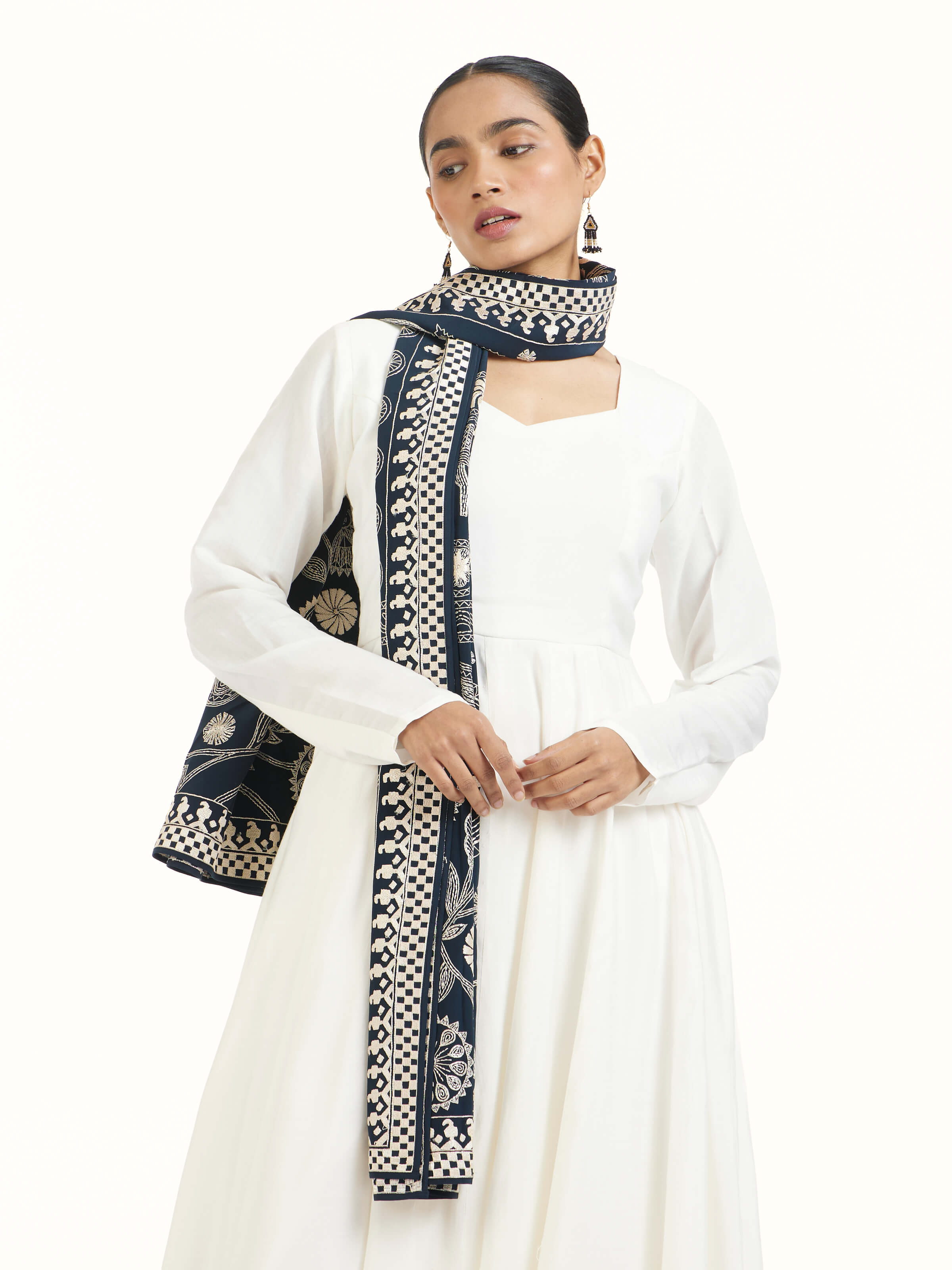 Whiskey Blue Aari Hand Embroidered Stole