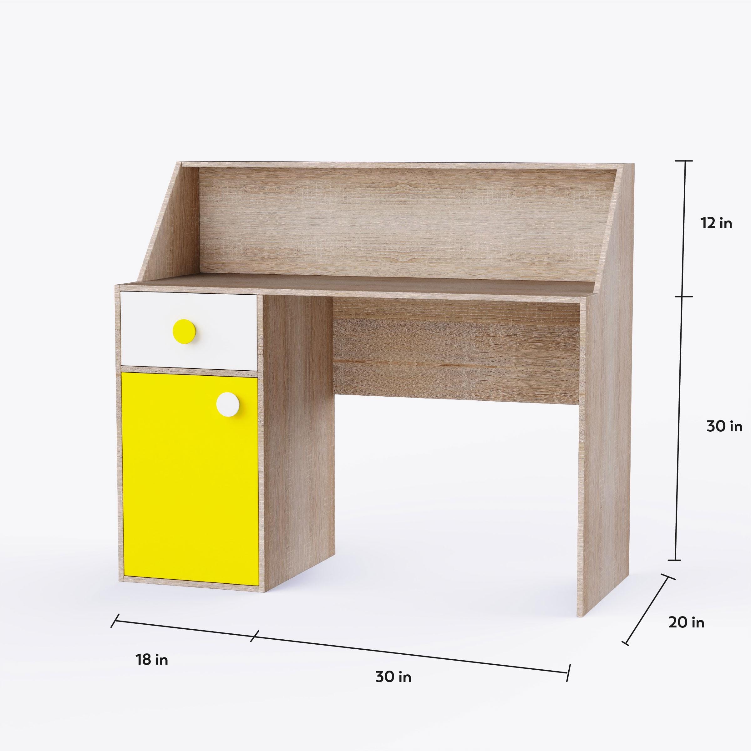 Elementary Study Table In Oak & Yellow Colour