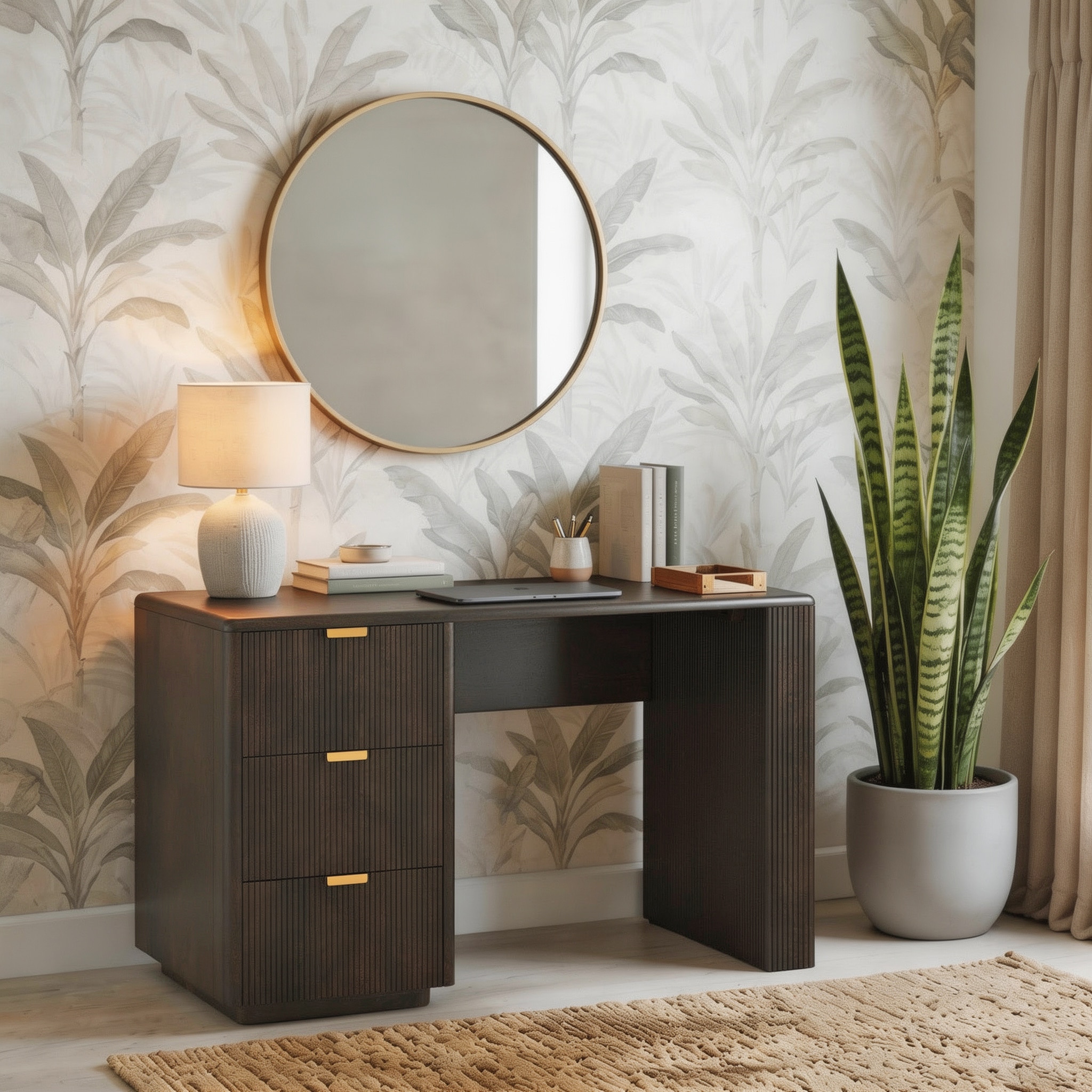 Strio Solid Wood Study Table in Dark Chestnut Finish