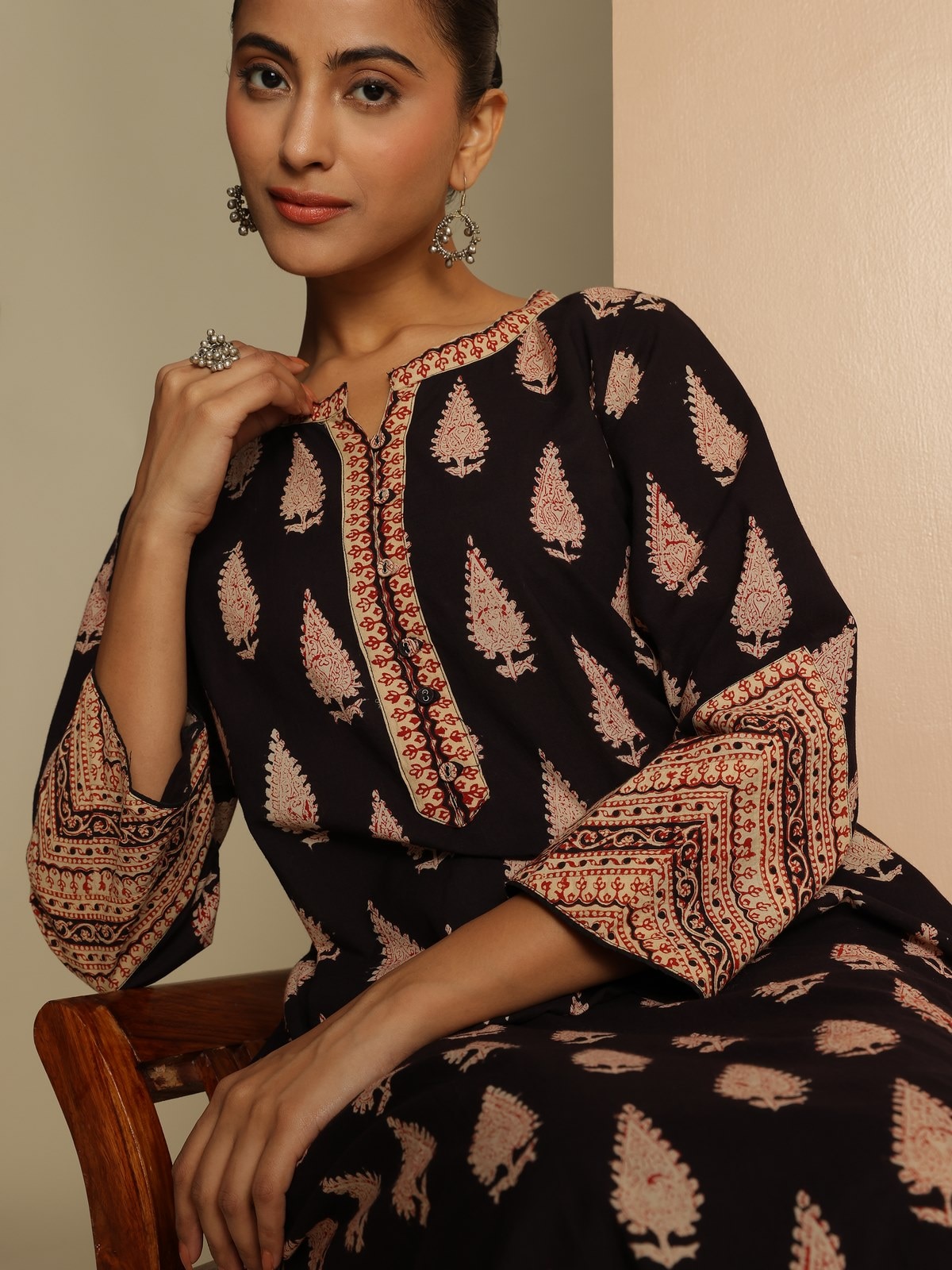 Black Bagru Block Printed Kurta