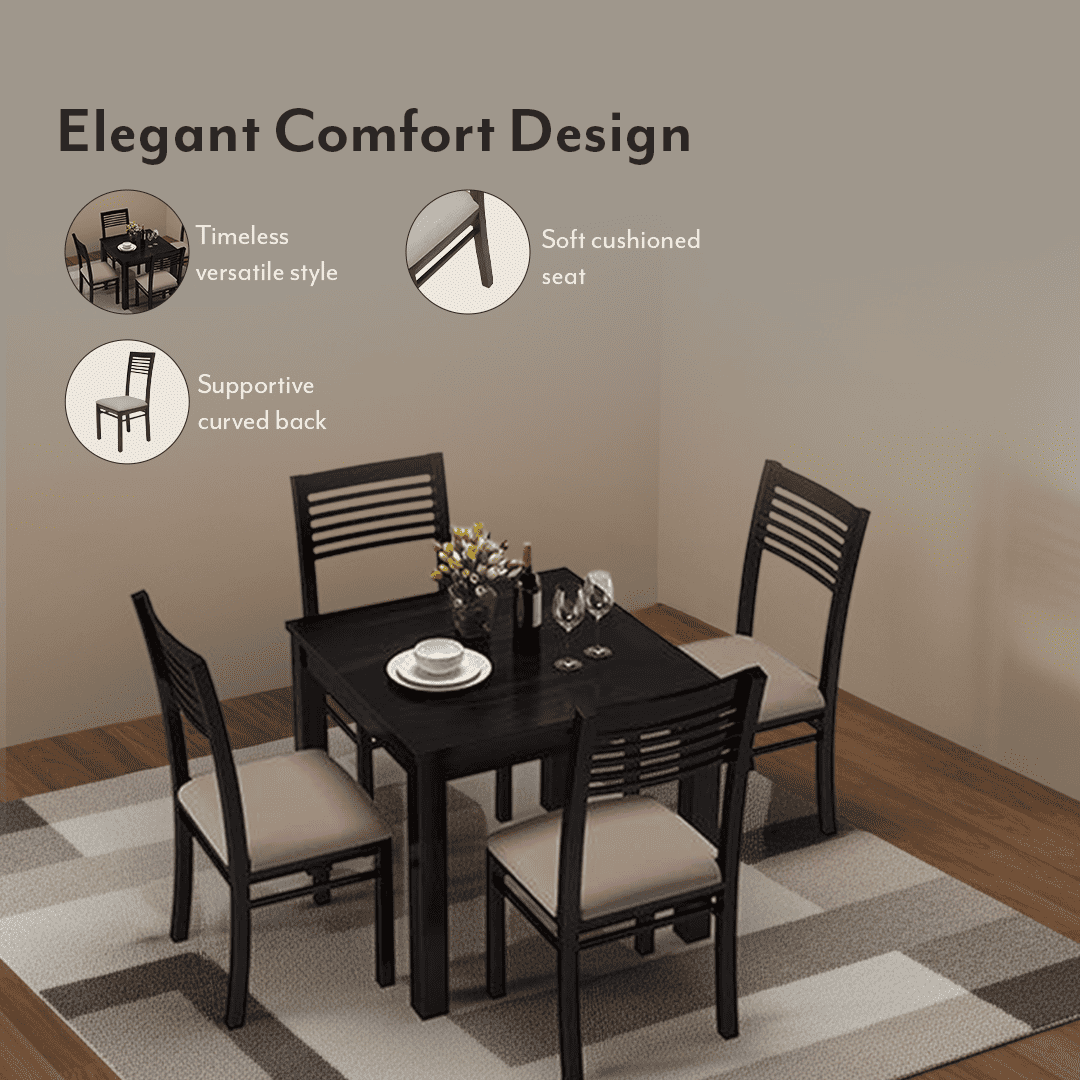 Zella Solid Wood Dining Chair Set Of 2 In Mahogany Finish With Wheat Brown Fabric