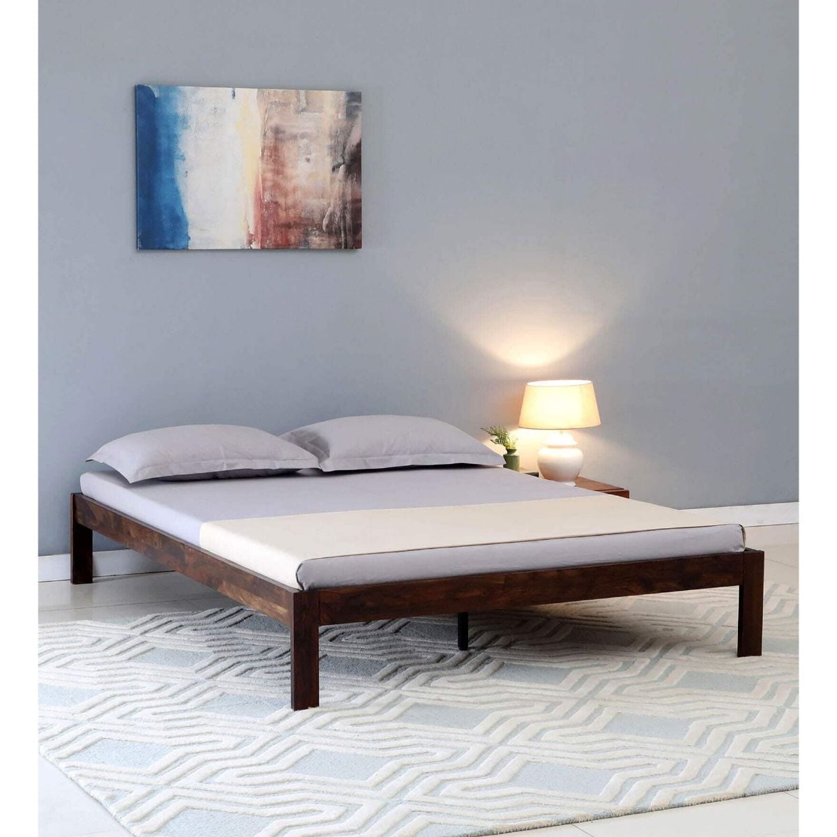 Zeevo Solid Wood King Platform Bed Without Storage