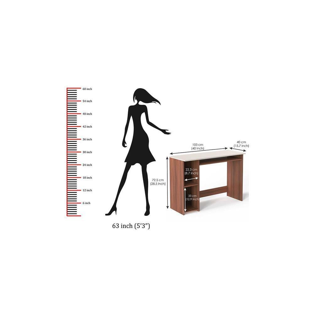 Mallium Free Standing Engineered Wood Study Table in Walnut Finish - RRV-000310