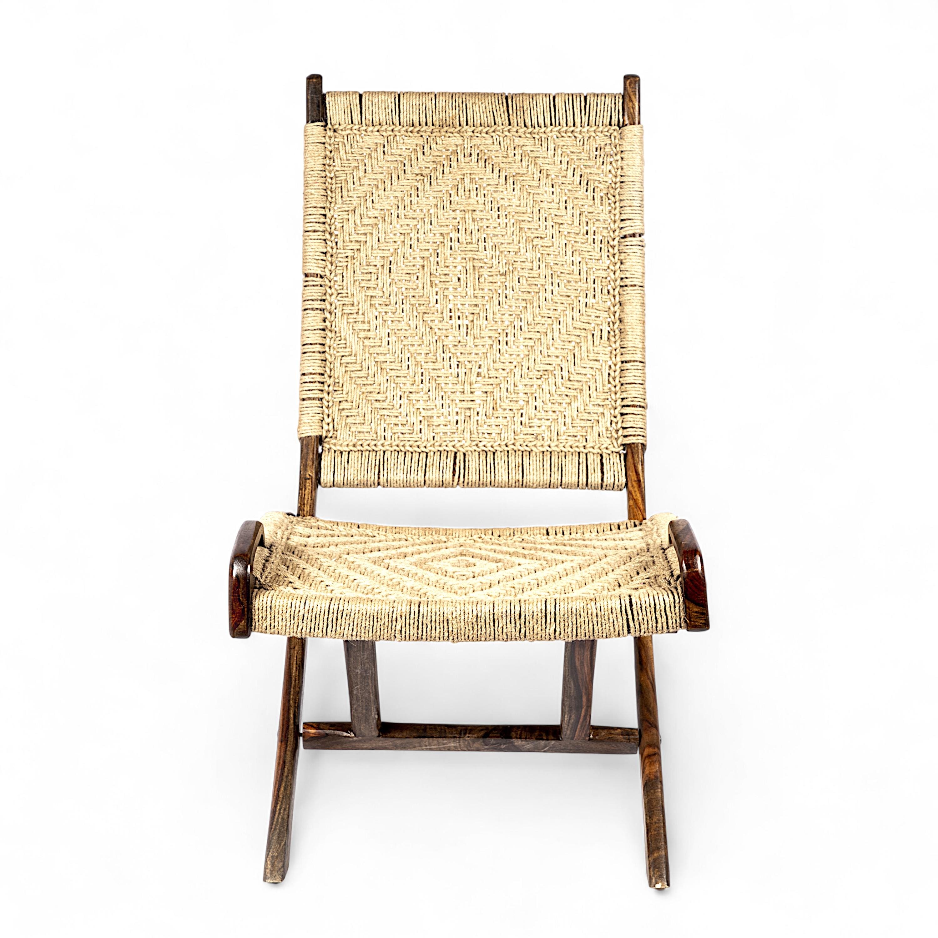 Natwest Sheesham Wood Relaxing Maachi Chair in Jute Rope Canning