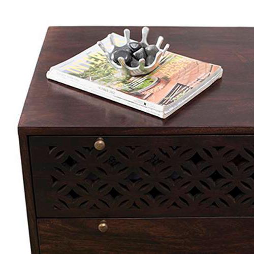 Alaca Solid Wood Chest of 4 Drawers in Mahogany Finish