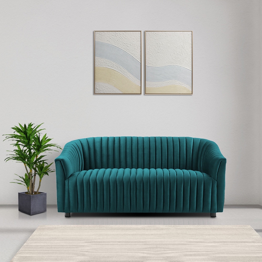 Camro Fabric Sofa (Teal Blue)
