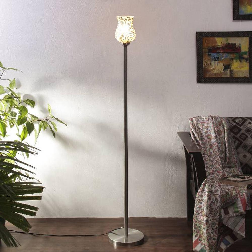 Ocean Multicolour Glass Floor Lamp with Steel Steel Base
