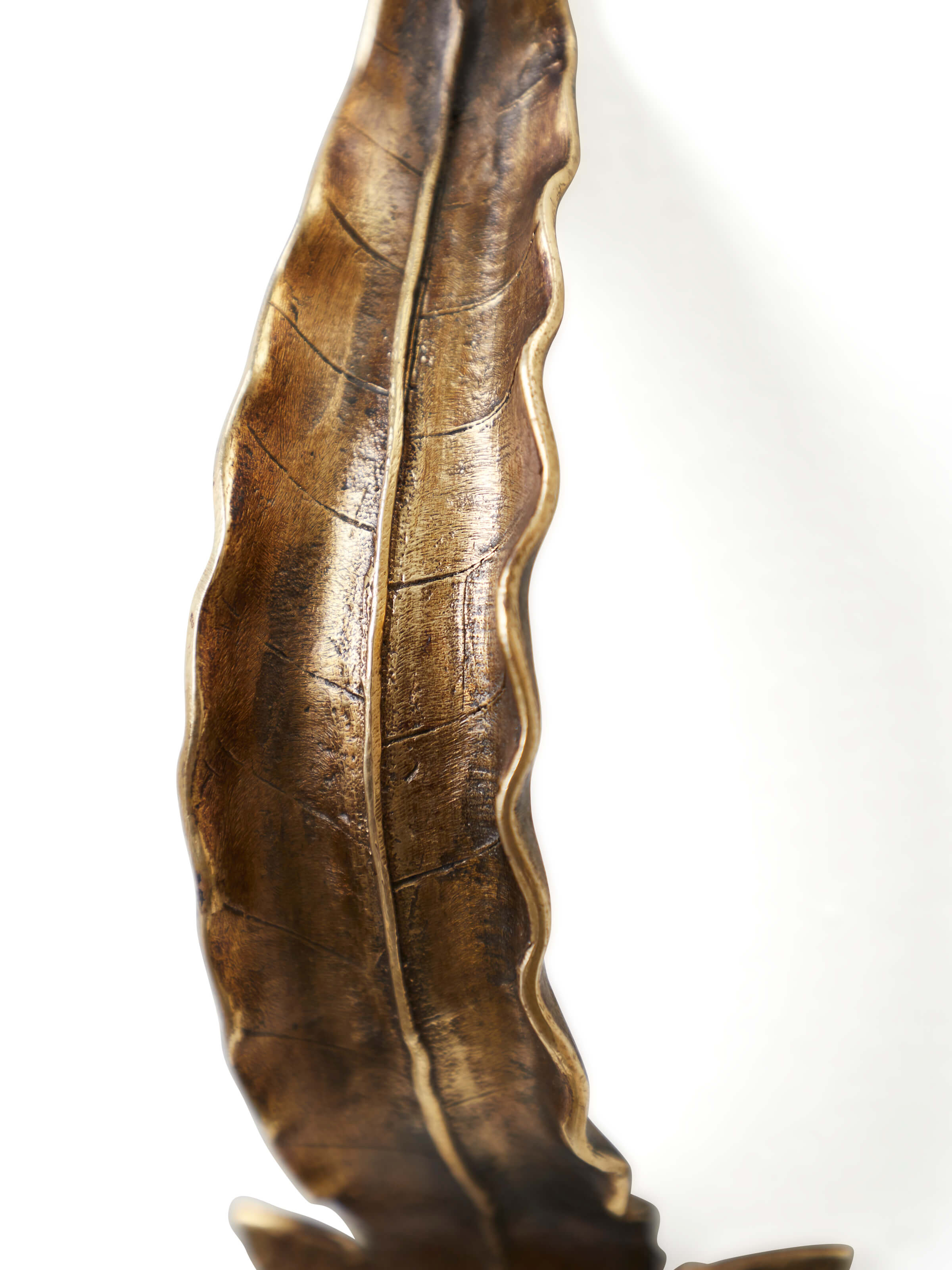 Detailed view of Swadesh Dhokra Brass Leaves Door Handle showcasing the fine detailing and leaf-inspired design.