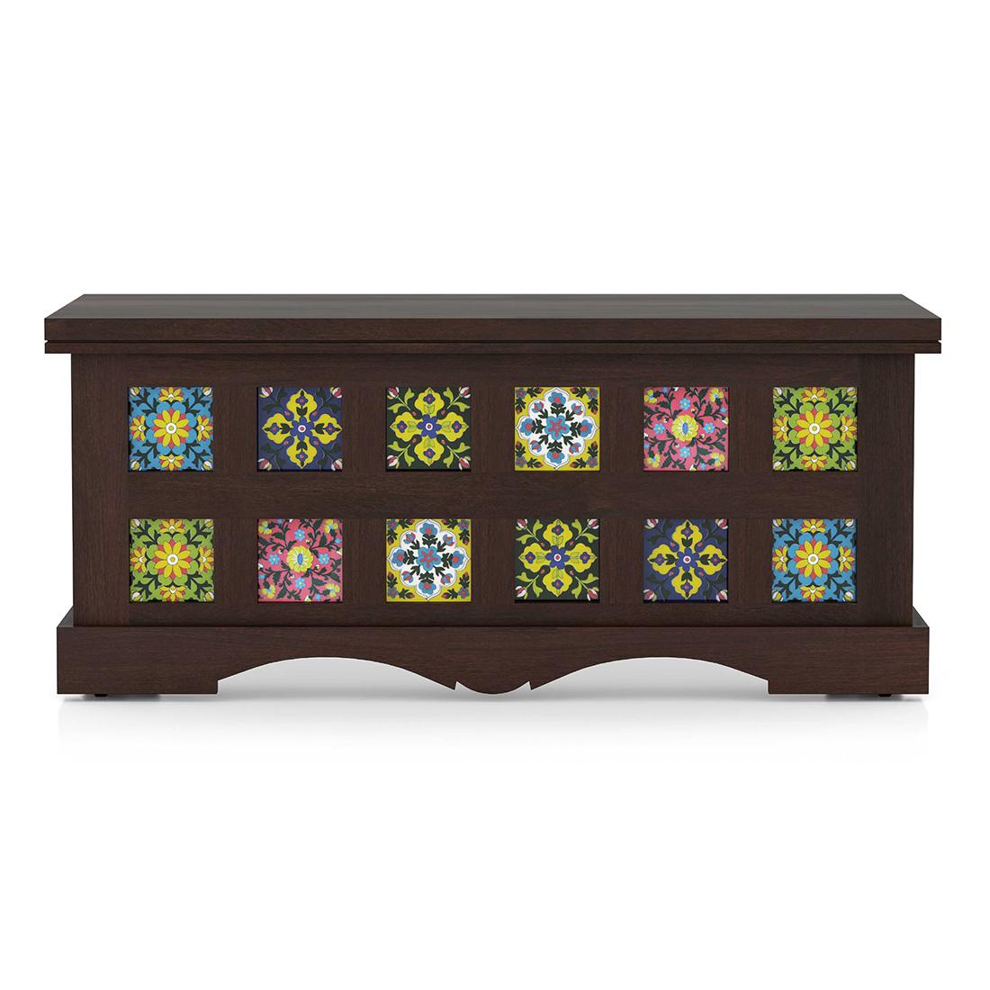 Azul Solid Wood Bench In Brushed Walnut Finish