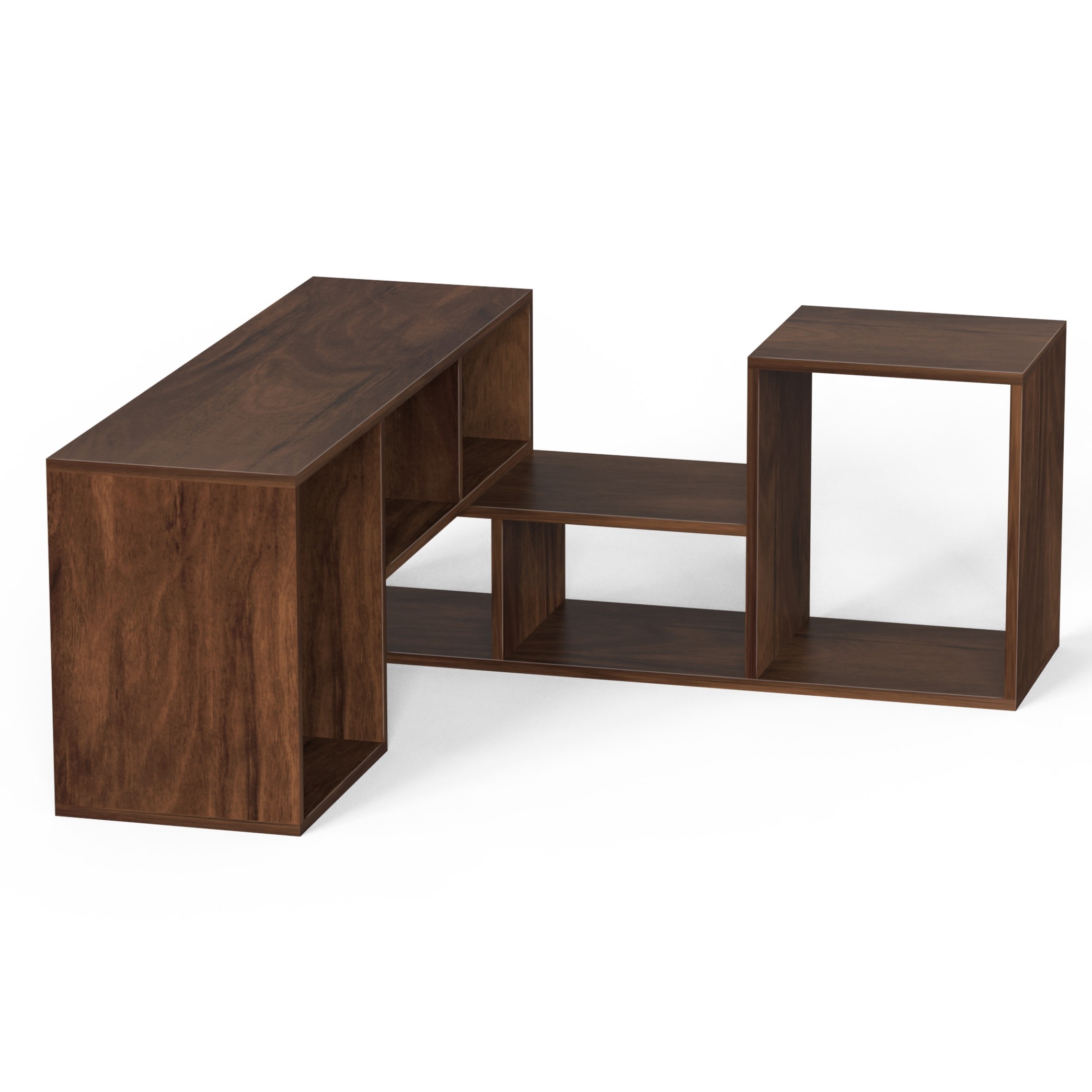 BLUEWUD Petel Engineered Wood TV Entertainment Unit/Versatile Adjustable TV Panel Stand & Storage Unit with 6 Compartments & Adjustable L-Shaped Shelves DIY Ideal Upto 65 Inches TV (Petel Brown Maple)