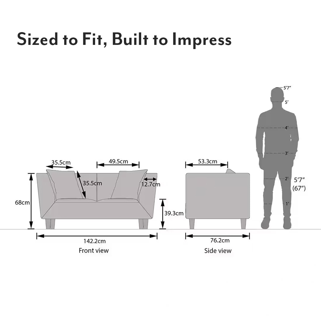 Janet 2 Seater Fabric Loveseat In Adrian Velvet Colour