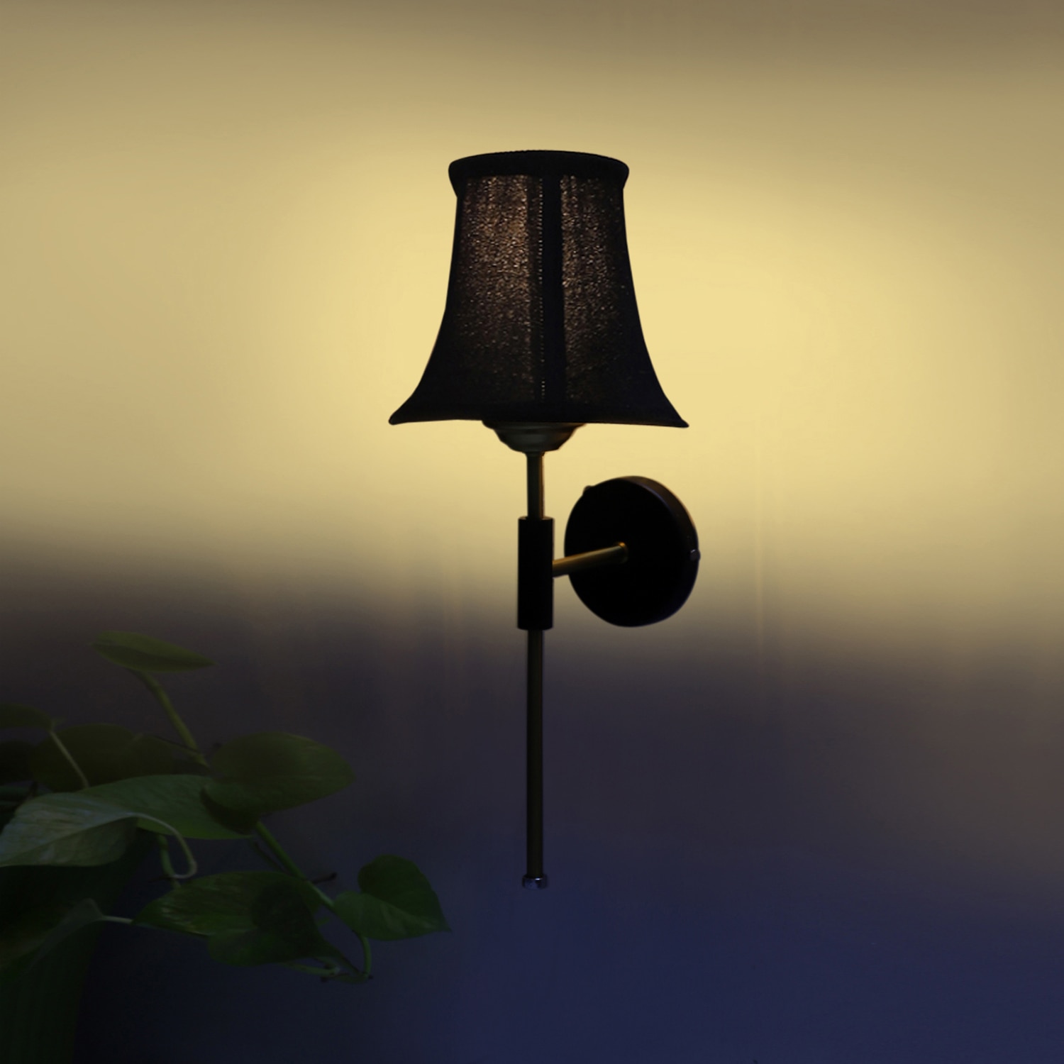 Devansh Metal Wall Mounted Lamp With Black Cotton Shade