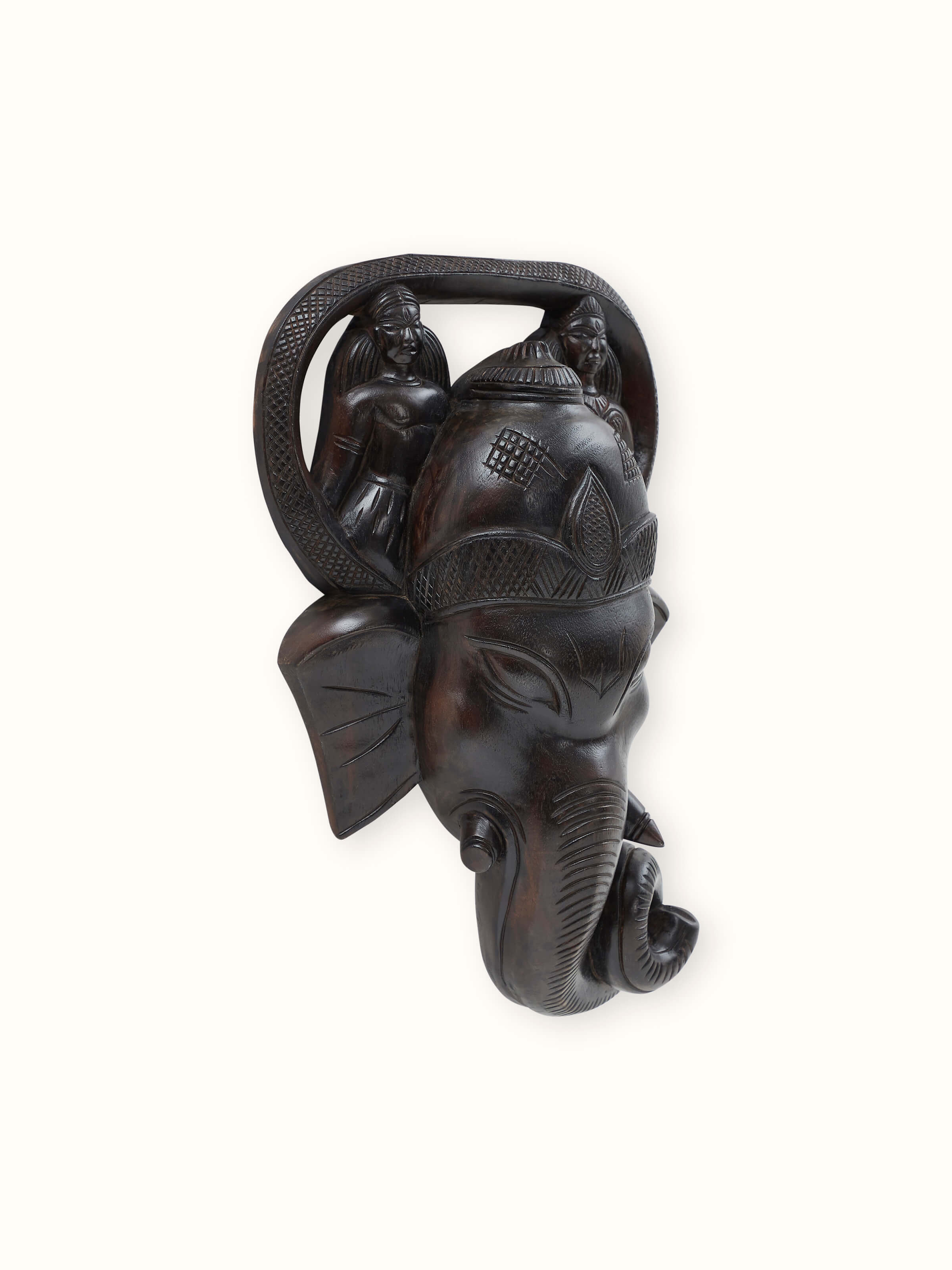 Angled view of Kushmandi Ganesha Wall Mask