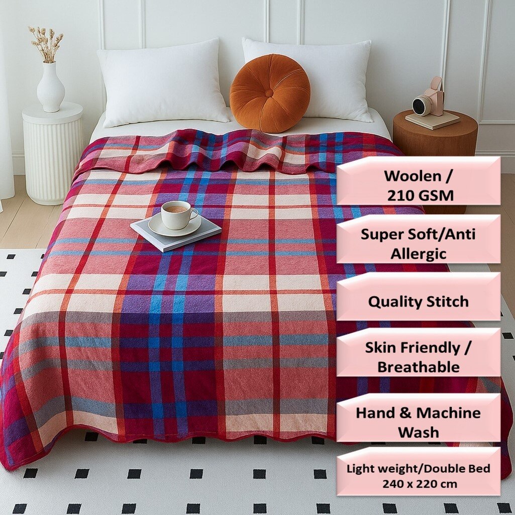 Silky Touch Premium Super Soft Cozy Doube Bed Blanket 240 X 220 Cms  210 Cms