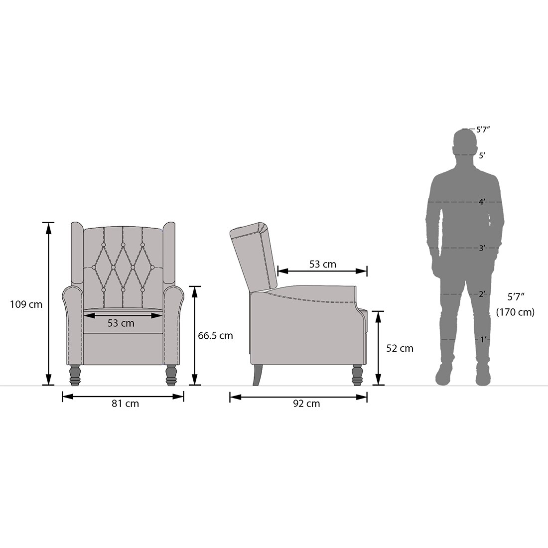 Ellis One Seater Pushback Recliner in Dusty Teal Floral Colour