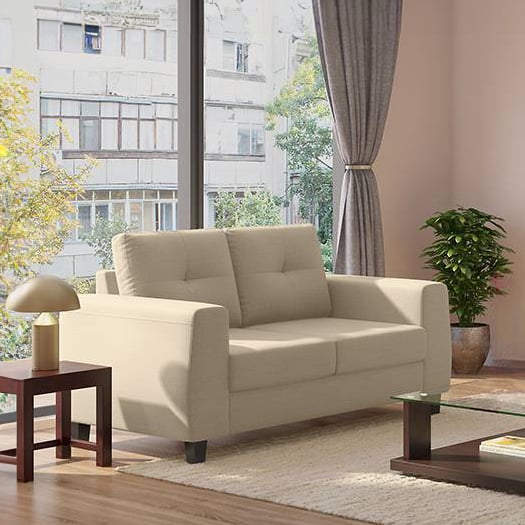 Edward 2 Seater Fabric Sofa in Pearl White Colour