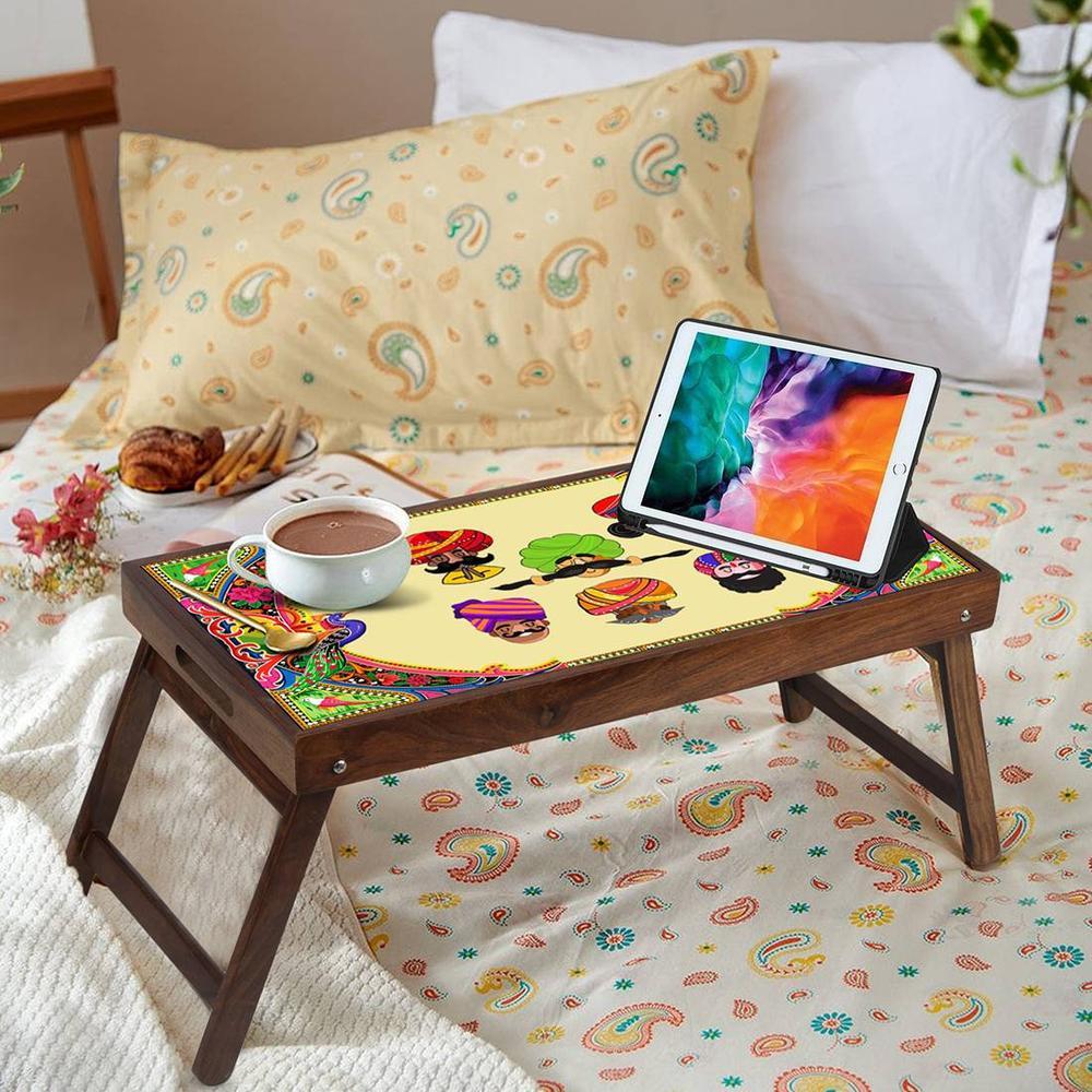 Rajasthani Charm Solid Wood Bookshelf and Serving Tray In Multicolour