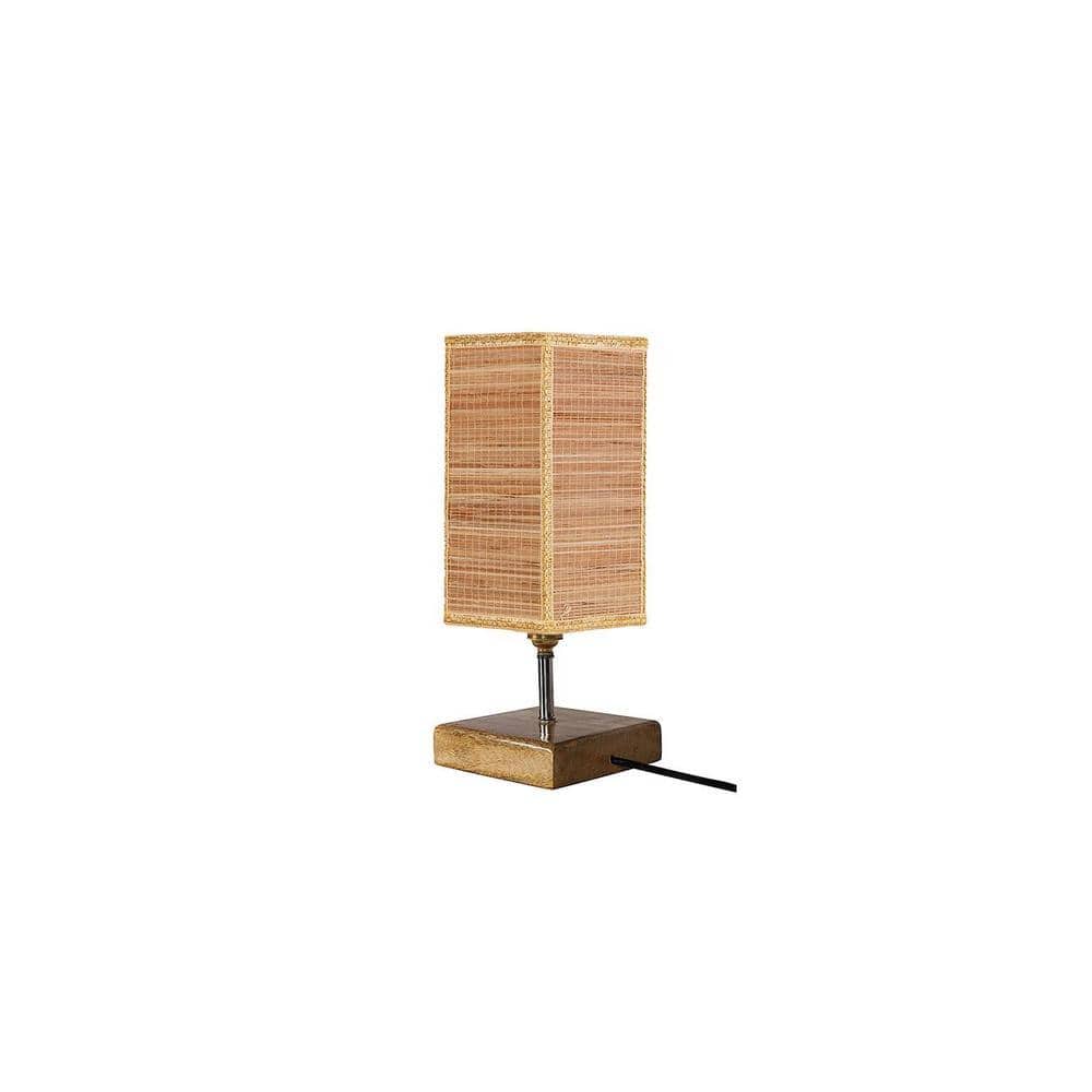 Eoin Square Bamboo Table lamp with Natural Wood Base