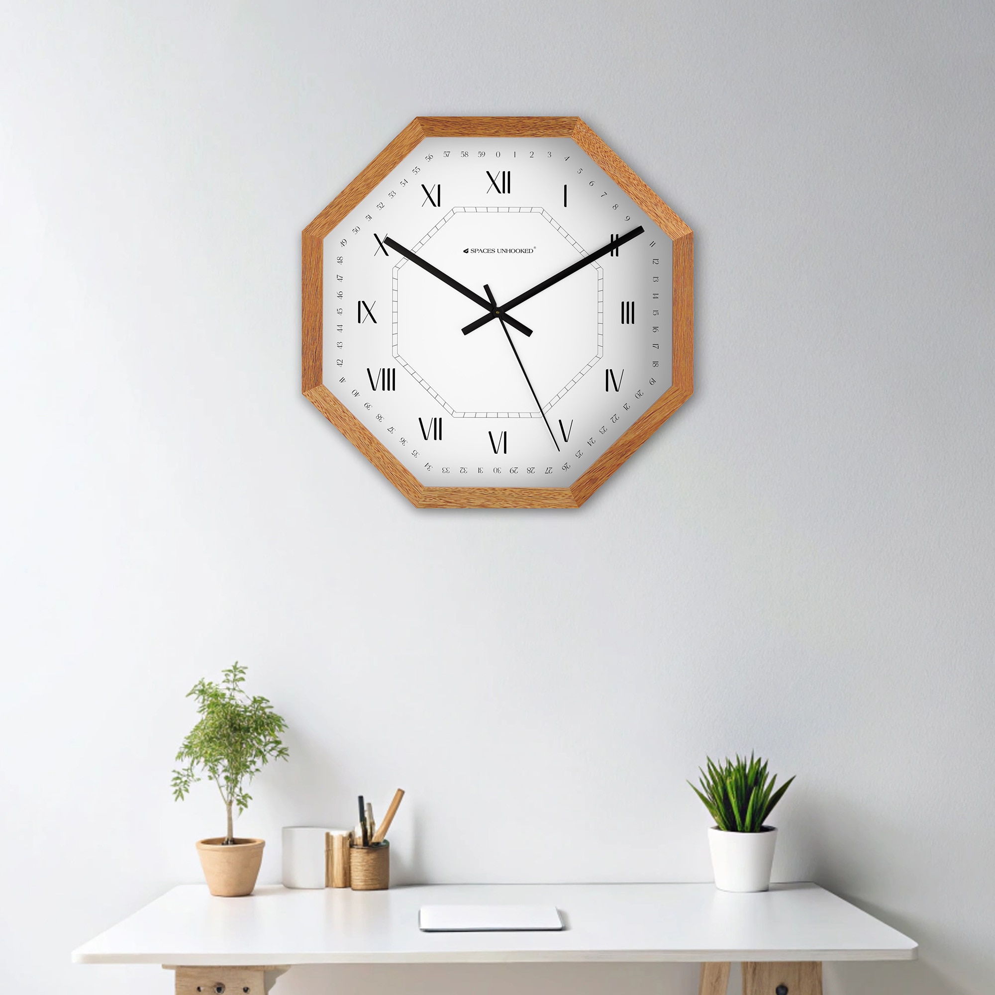 Precision Minute Index Wooden Frame Wall Clock