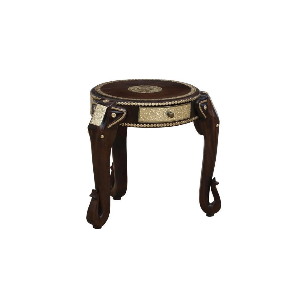 Solid Wood End Table In Walnut Finish With Drawer