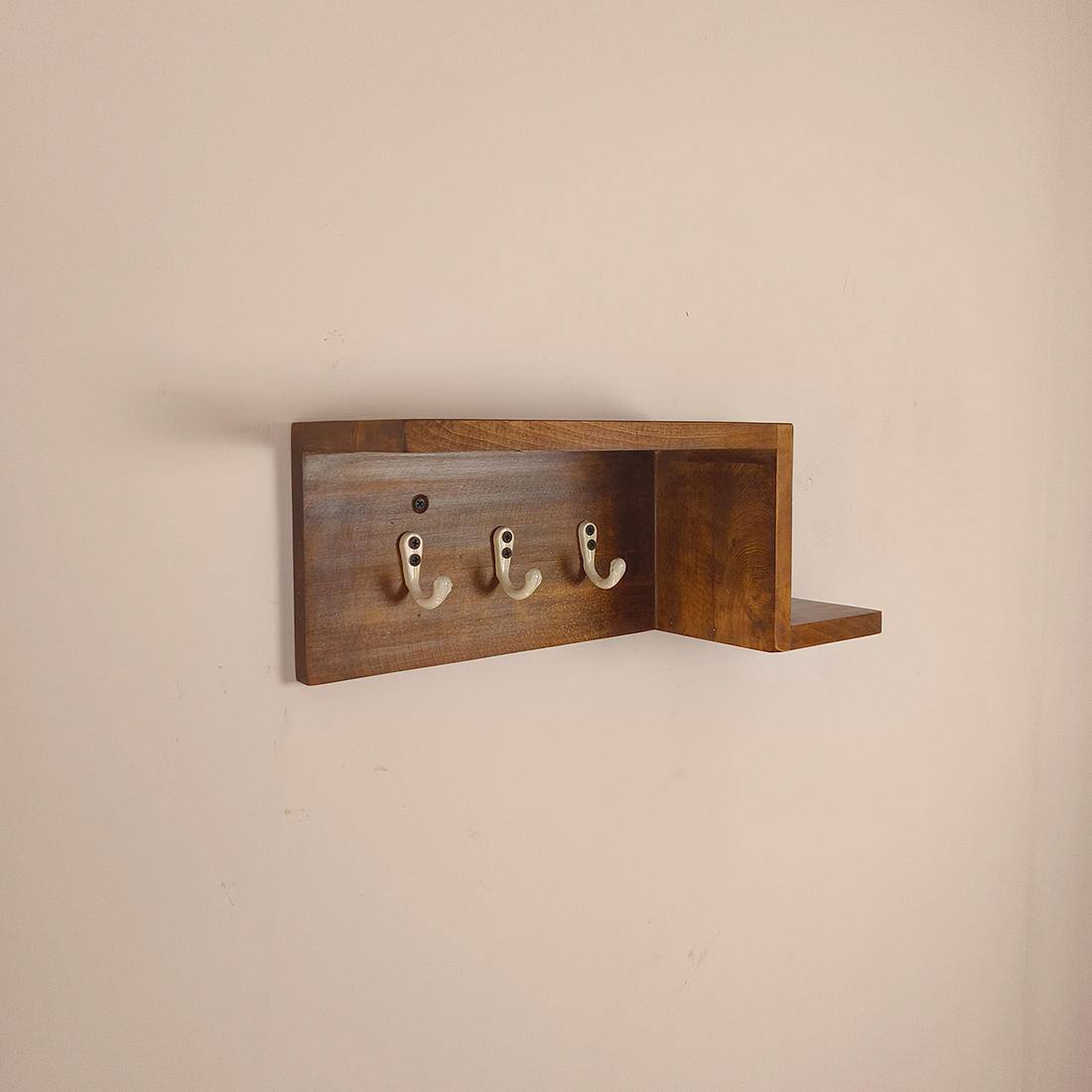 Preston Wooden Wall Shelf Organiser With Key Holders