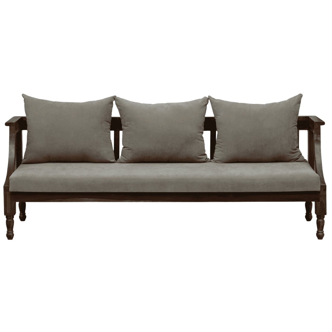 Colen 3 Seater Seater Wooden Sofa in Grey Fabric
