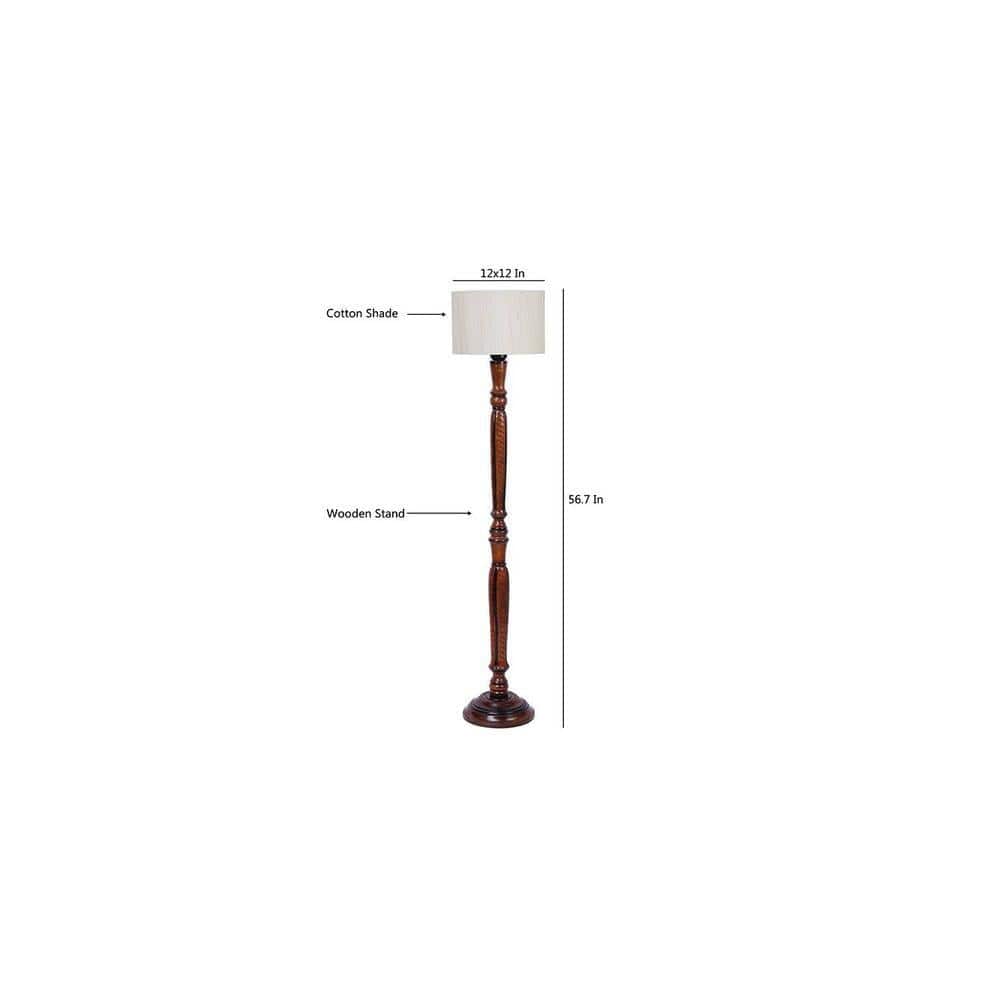 Brandy Brown Cotton Shade Floor Lamp