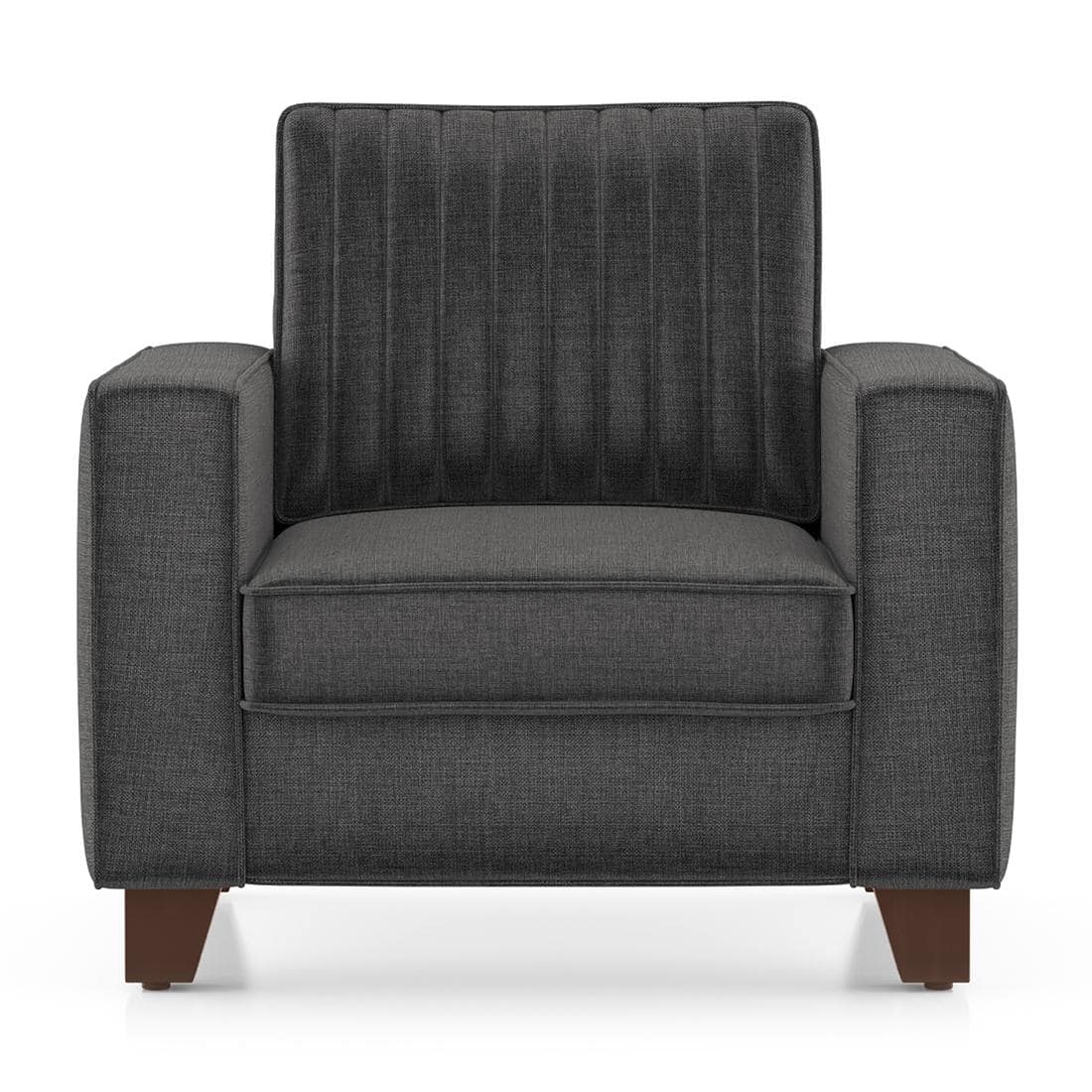 Apollo Neo 1 Seater Fabric Sofa in Steel Colour (Back Height : Regular, Cushion Type : Soft)