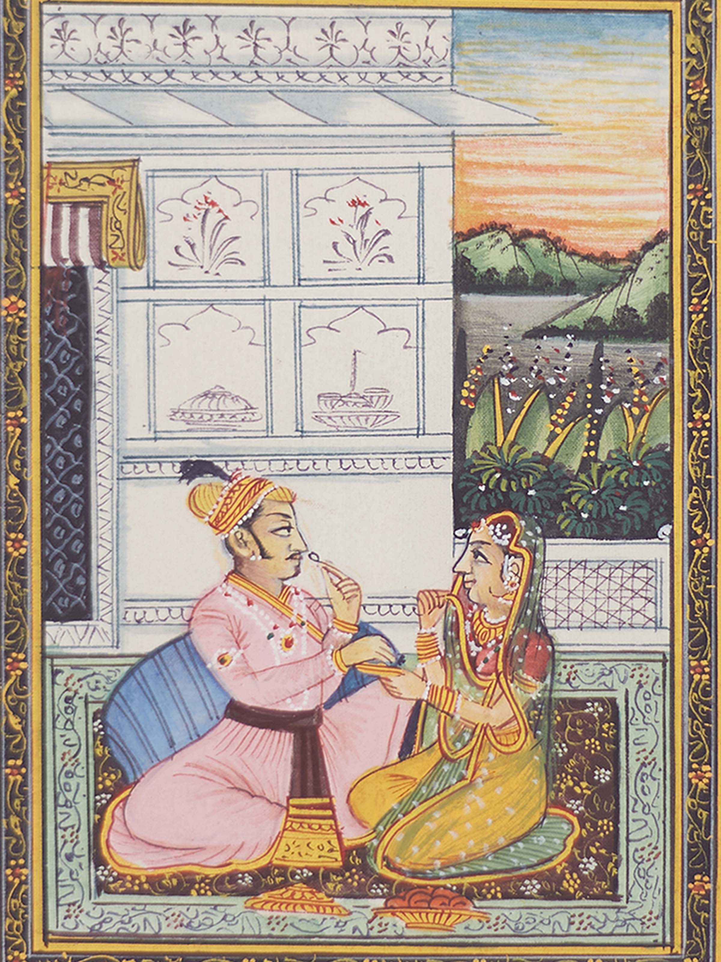 Mughal Love Scene Miniature Painting