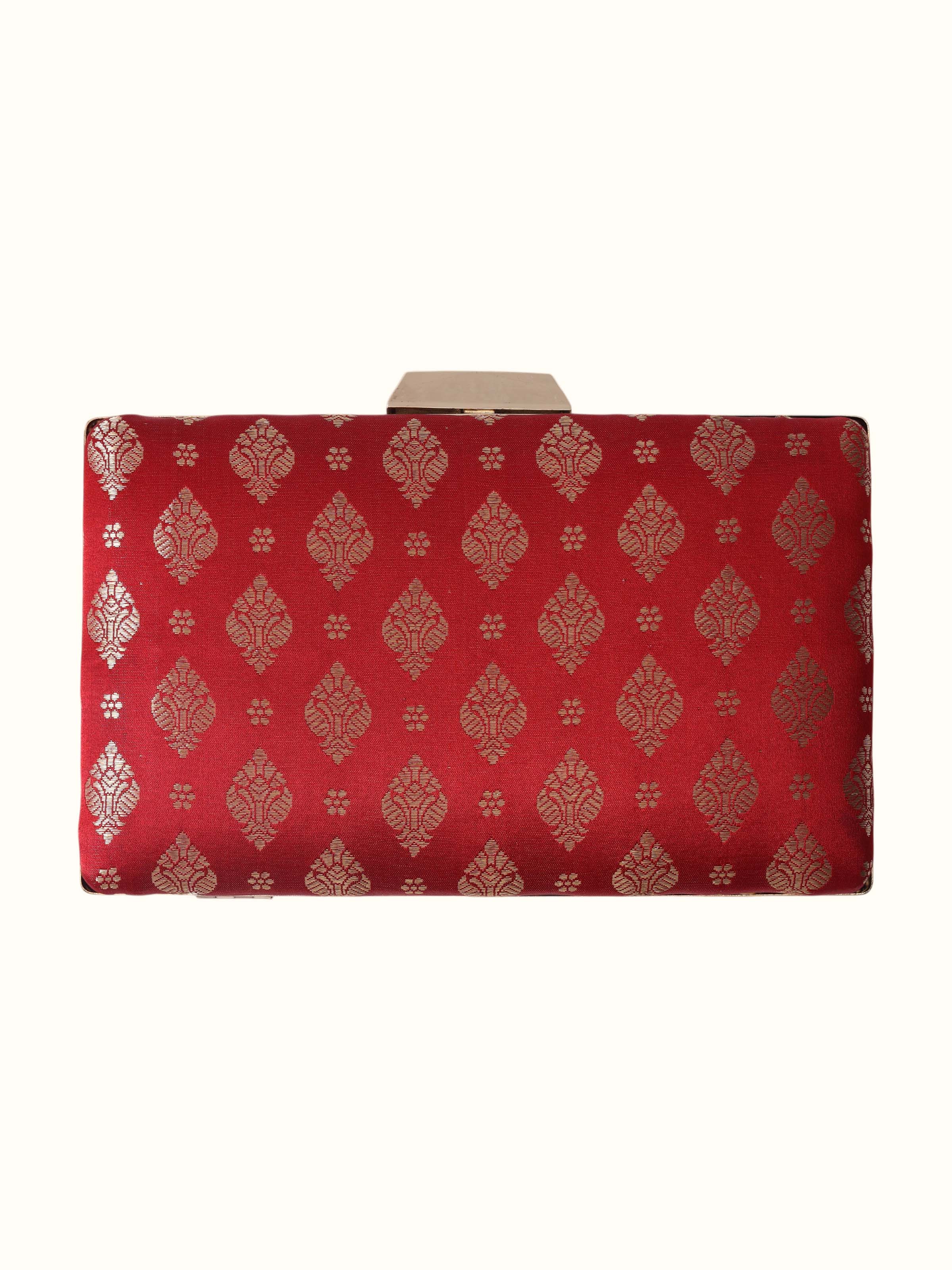 Red Handwoven Brocade Clutch
