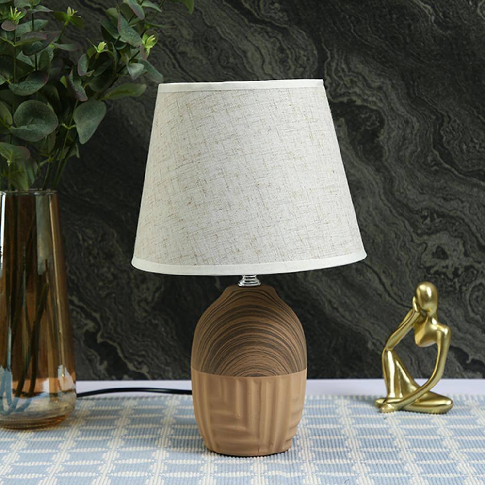 Ceramic Table Lamp Brown Timeless Elegant Design
