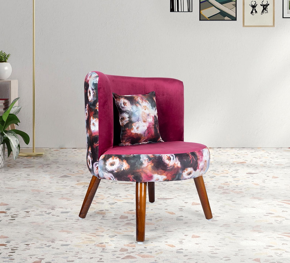 Easy Lounge Chair with Cushion in Pink Color - KURSIWALLAH