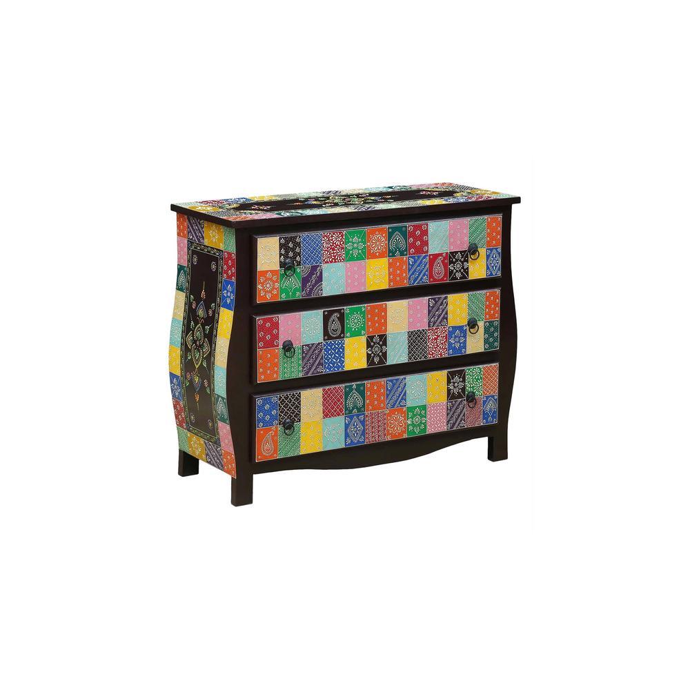 Amara Solid Wood Hand Painted Chest Of Drawer in MultiColour