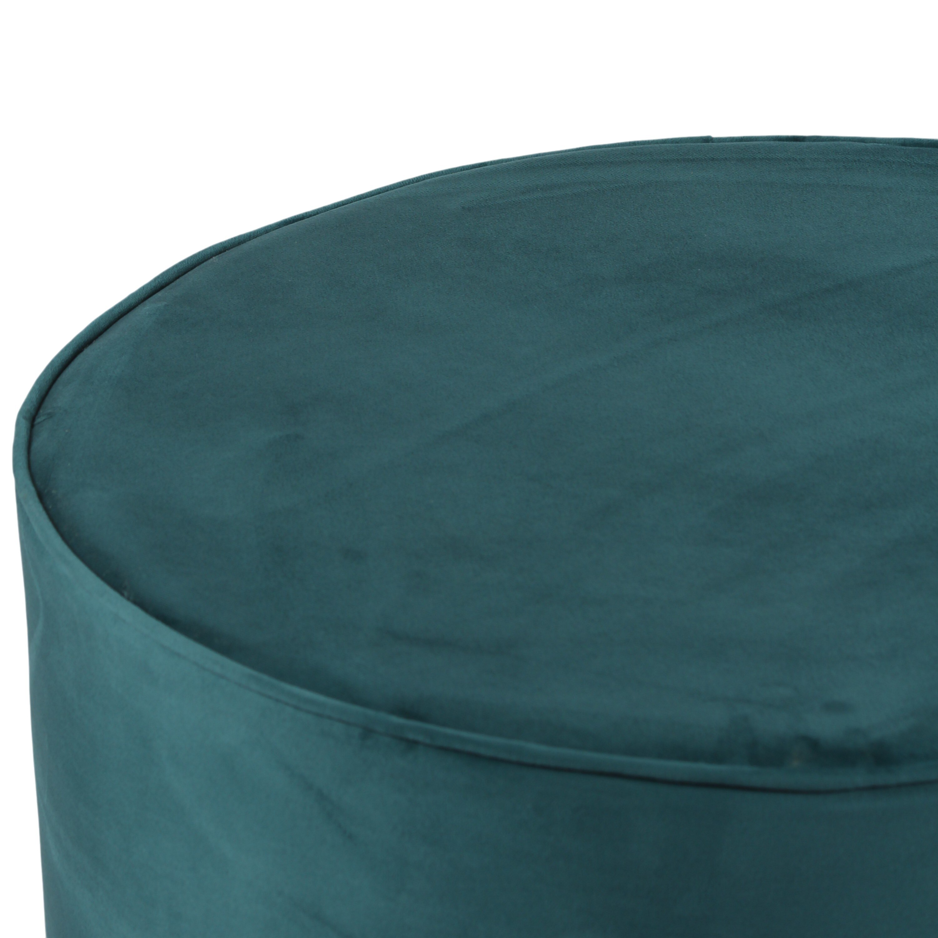 Rosslyn Solid Wood Ottoman Pouffee in Turquoise Sea Velvet