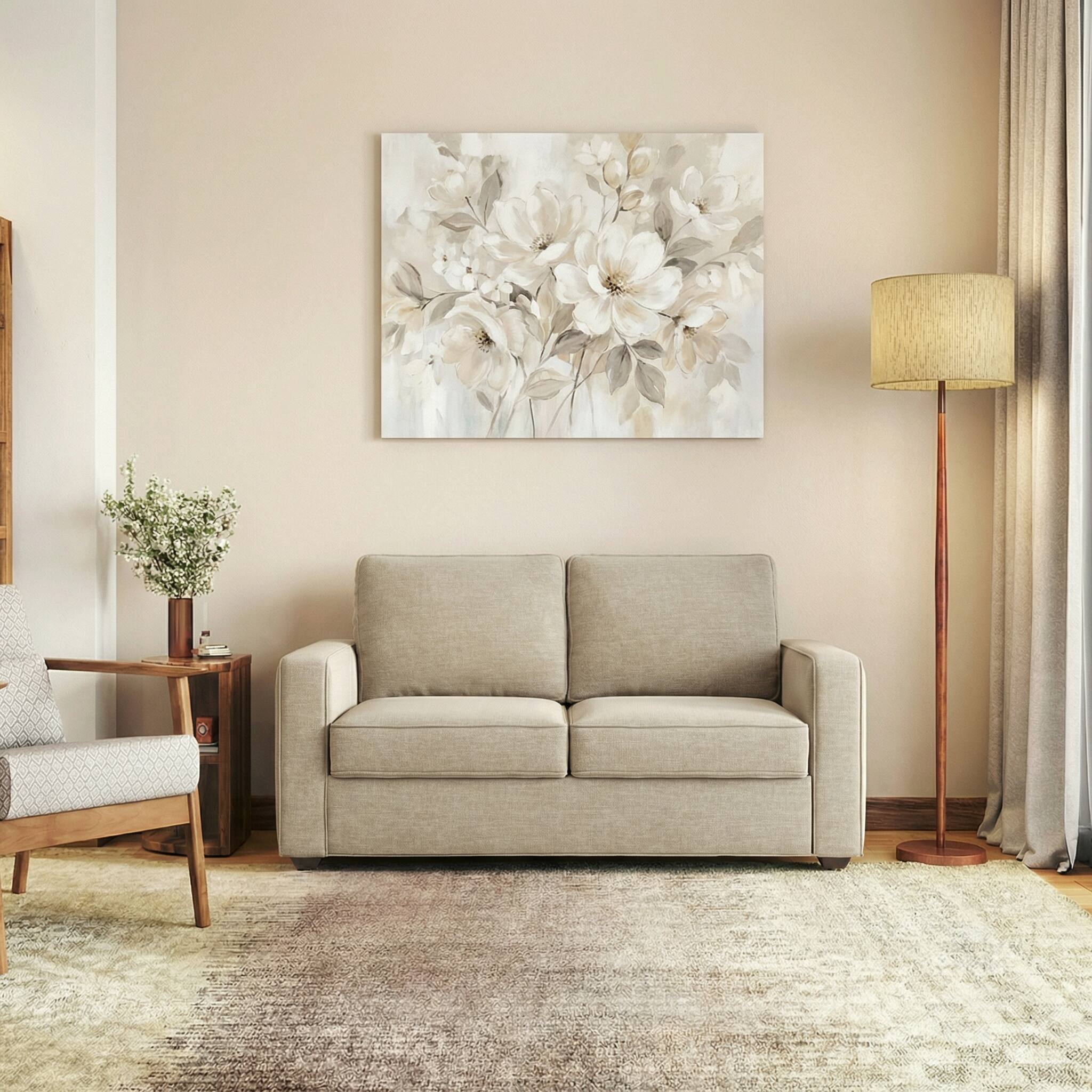 Apollo Compact High Back 2 Seater Fabric Sofa in Oyster Beige Colour - Urban Ladder