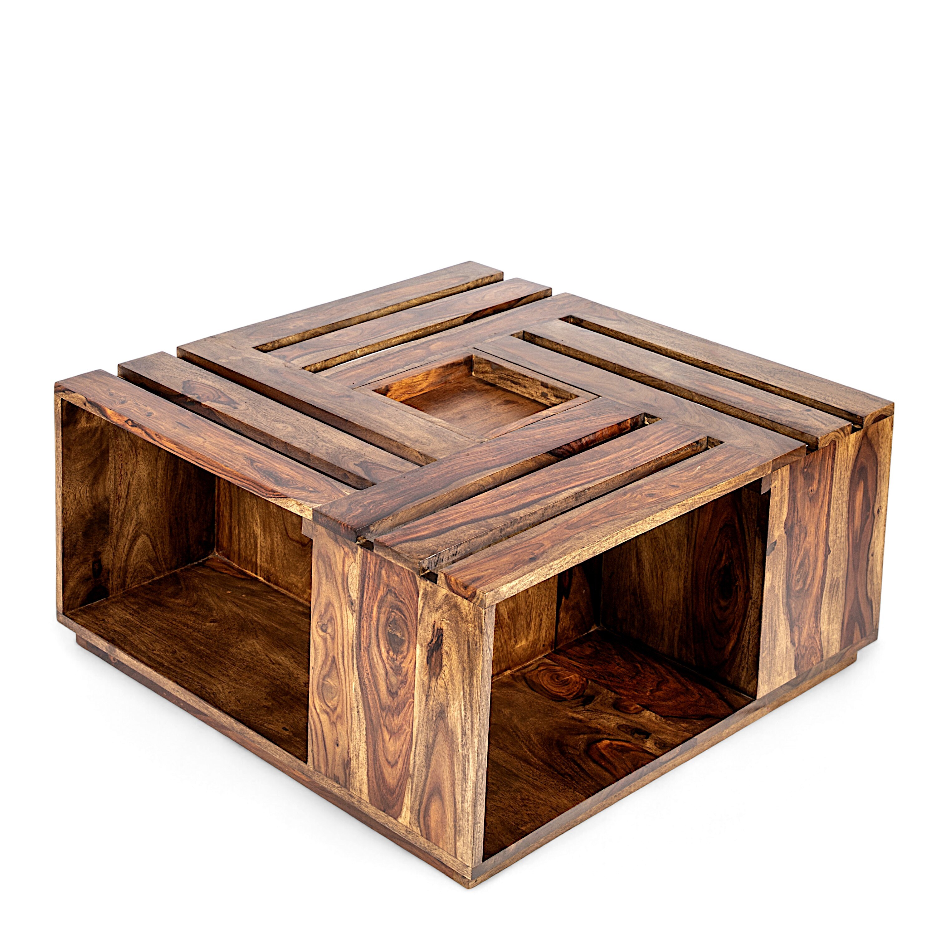 Milan Sheesham Wood Coffee Table In Teak Finish