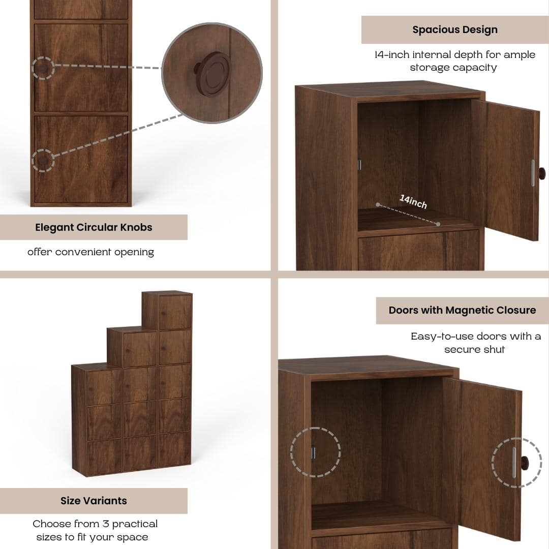Calcio 3-Tier Engineered Wood Wardrobe In Brown Maple Finish