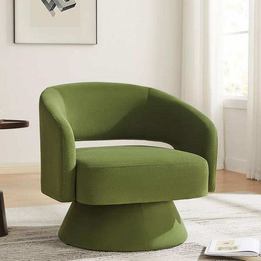 Aracell Swivel Solid Wood Round Chair in Mint Green Colour