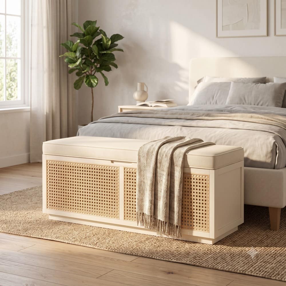 Canora Solid Mango Wood Storage Trunk Cream White
