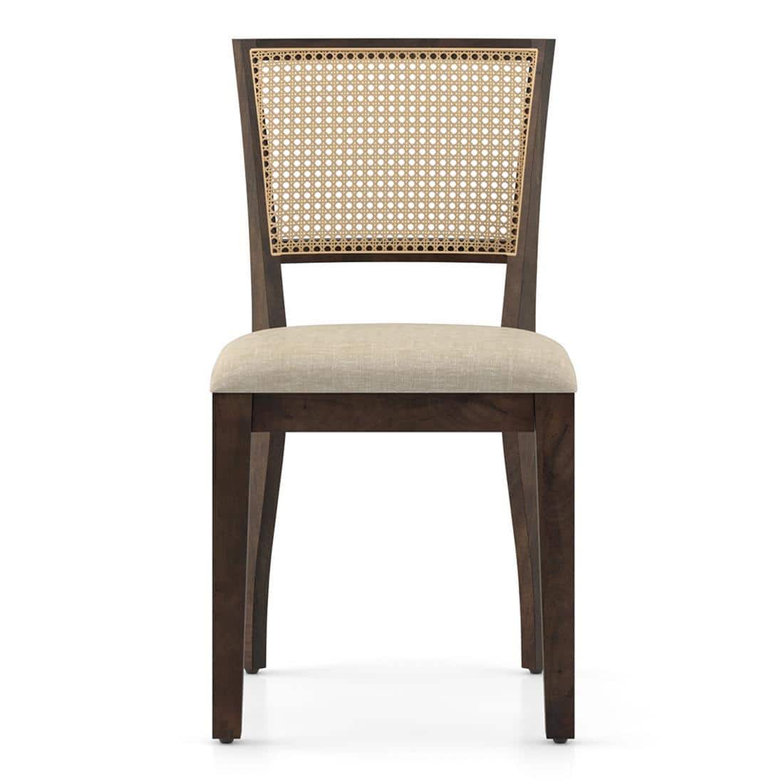 Atlas Solid Wood 4 Seater Dining Table In Danish Walnut Finish With Reed Dining Chairs