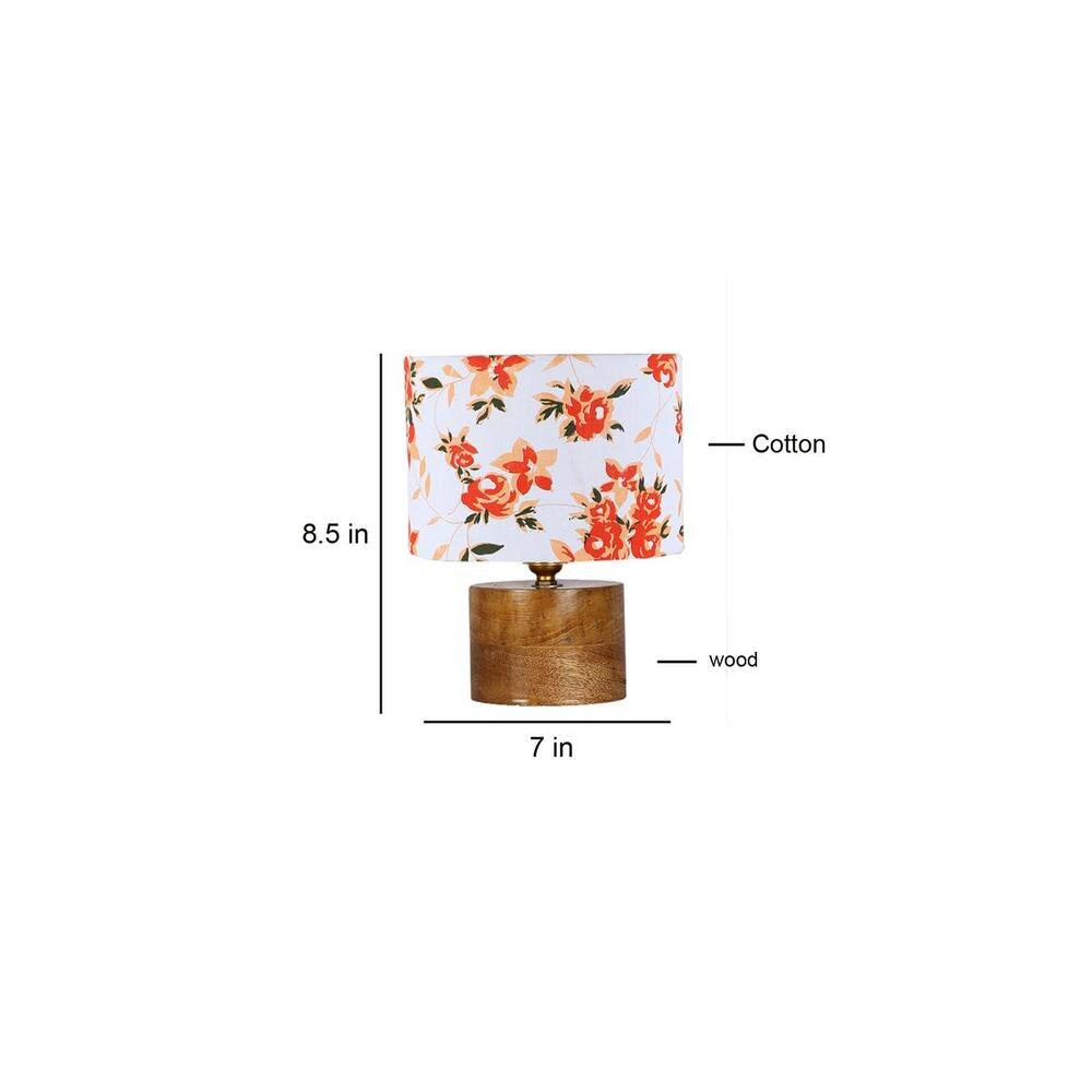 DArtagnan Multicolor cotton table lamp with Natural Wood Base