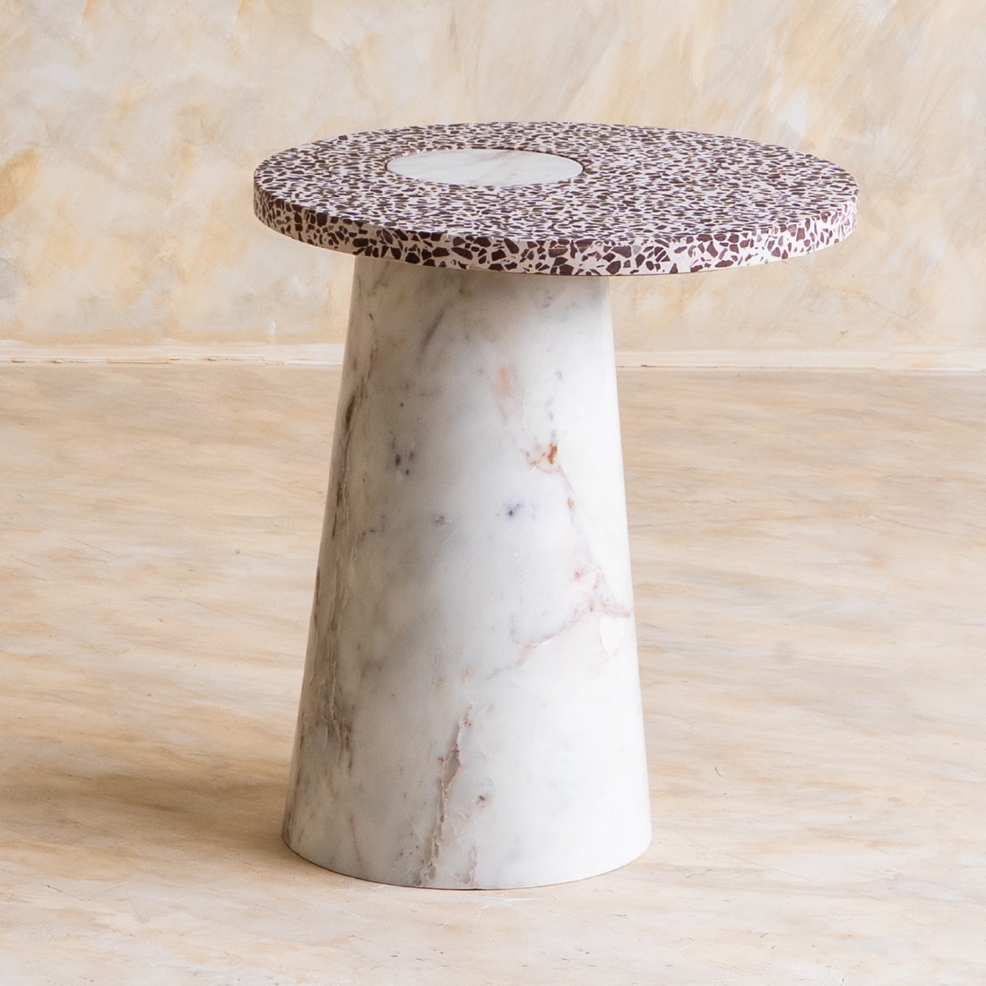 Dahlia Marble Side Table in Beige Colour - Orange Tree