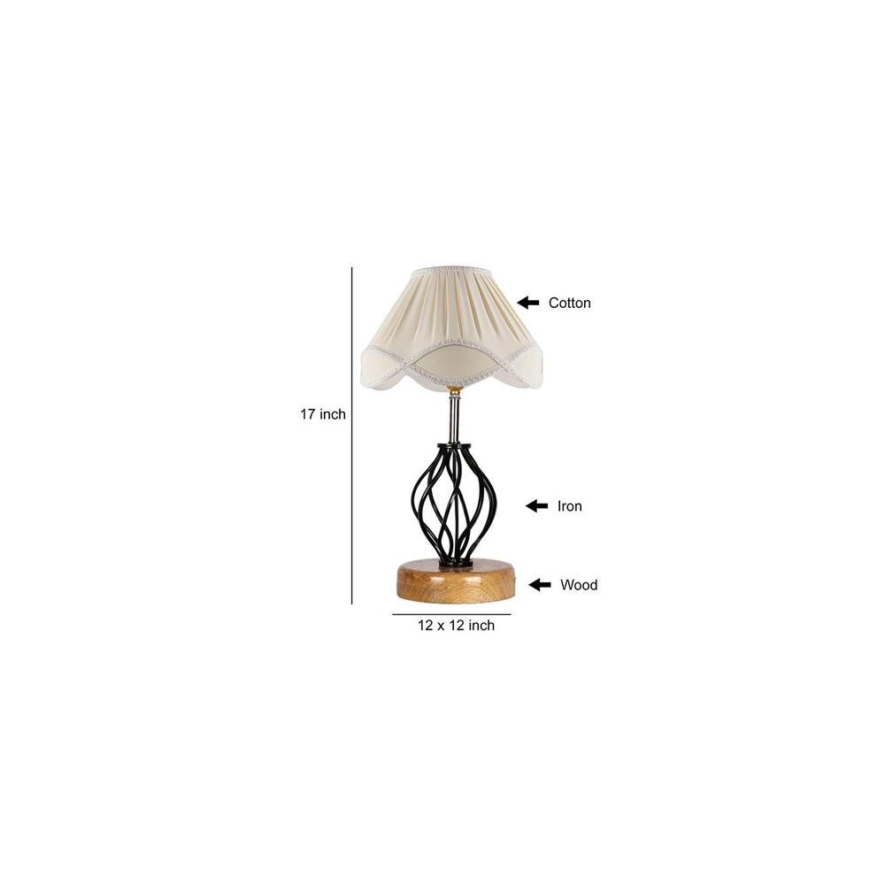 Evangeline Vintage off-white Shade Table lamp with Wood & Iron Base