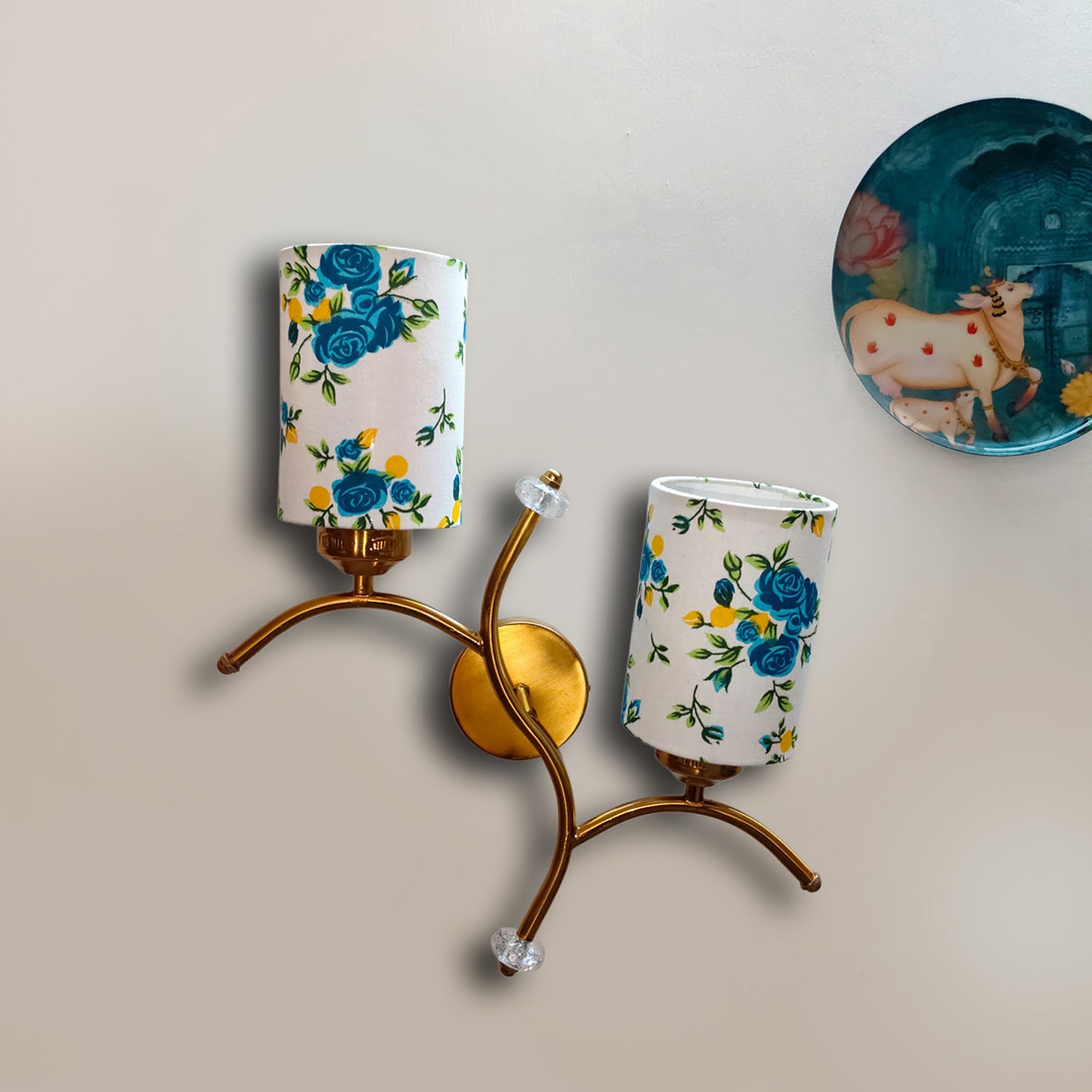 Devansh Metal Electric Wall Light in Gold Colour with Multi Shade Count of 2 Lights - Devansh